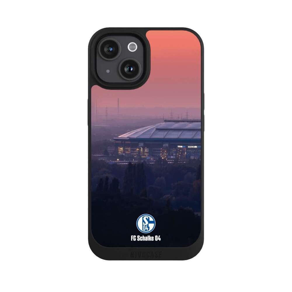 NIVOCASE Handyhülle Stadion FC Schalke 04 Offizielles Lizenzprodukt Schalke 04 Stadion, Apple iPhone 15 Handyhülle Hülle NIVOpure Case Schwarz