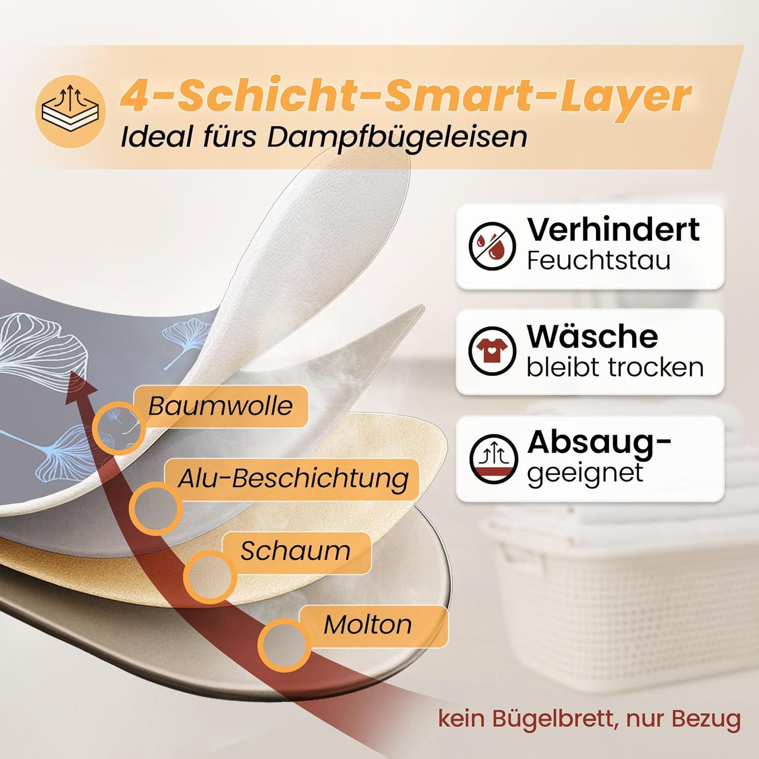 Arteneur Bügelbrettbezug, Made in Germany, OEKOTEX100, Zubehör für alle Bügeltische dank 5 Größen, Vergleichssieger, Hitzereflektierend, Gummizug