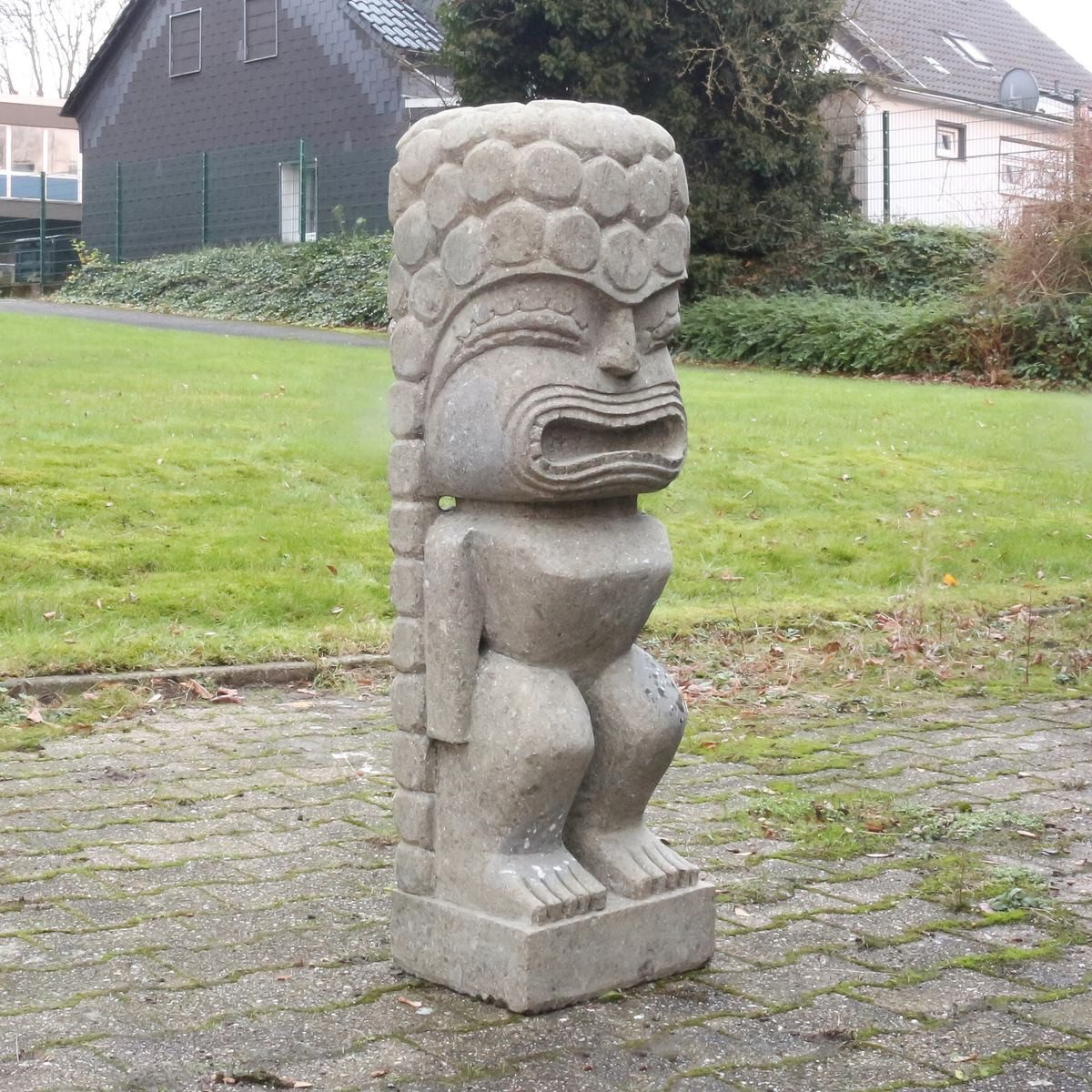 Oriental Galerie Dekofigur XXL Tiki Garten Skulptur Massiv 100 cm (1 St), Dekofigur, Steinfigur, Outdoor Figur Stein