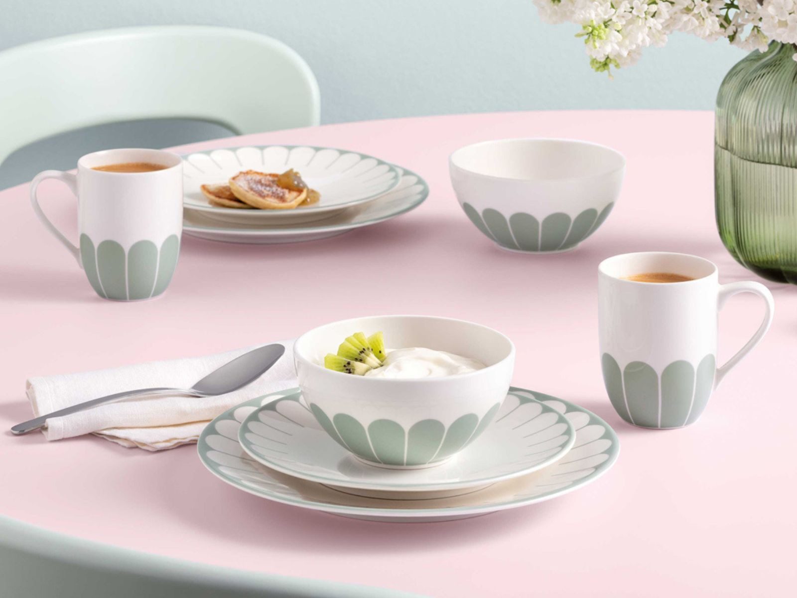 Villeroy & Boch Dessertteller Fleur vert Frühstücks/Dessertteller 21cm Set6