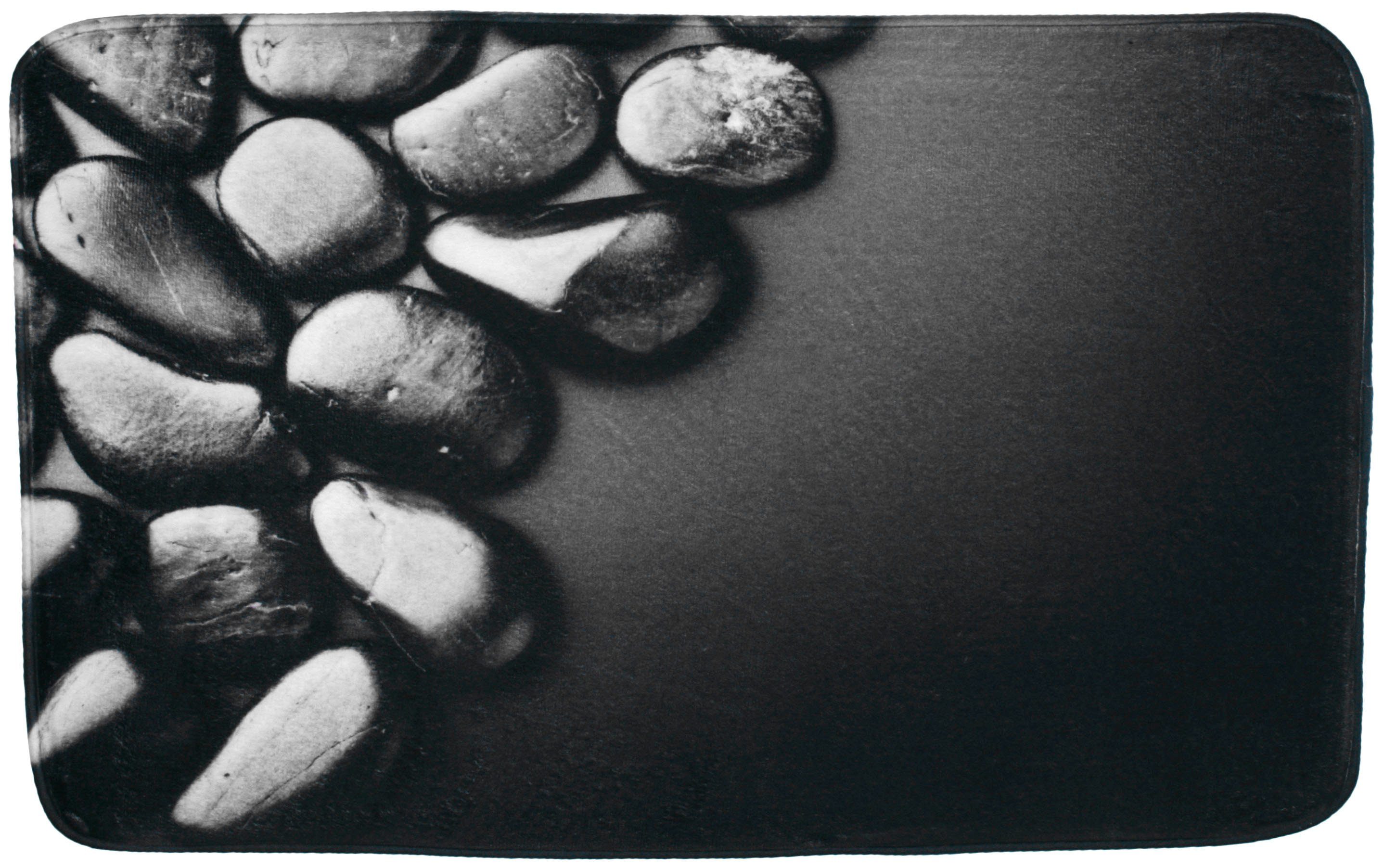 Badematte Hot Stones Sanilo, Höhe 15 mm, schnell trocknend, Polyester, rechteckig, Memory Schaum
