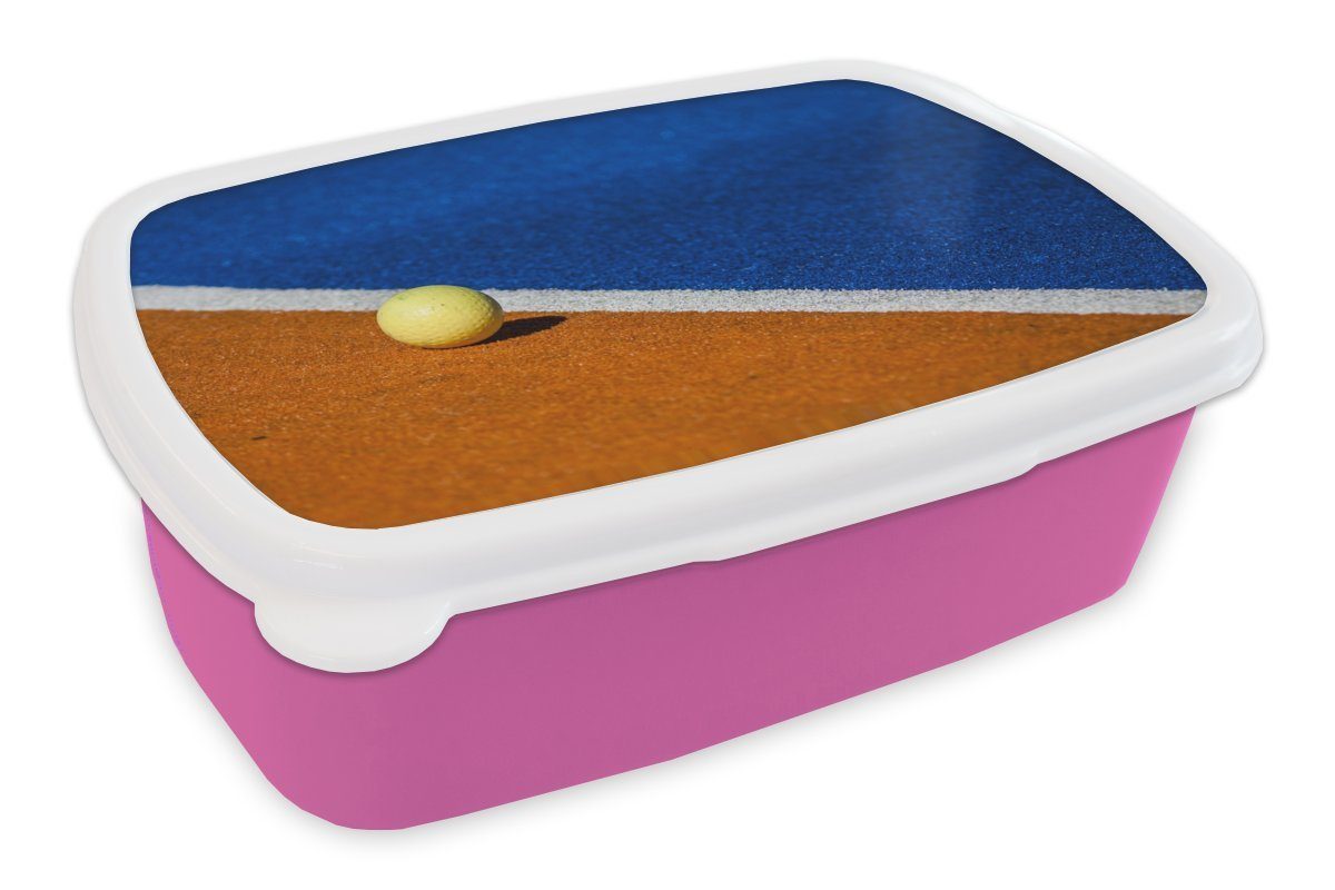 MuchoWow Lunchbox Buntes Hockeyfeld Mädchen, und Brotbox für rosa (2-tlg), Brotdose Ball, Kinder, Erwachsene, Kunststoff Kunststoff, Snackbox