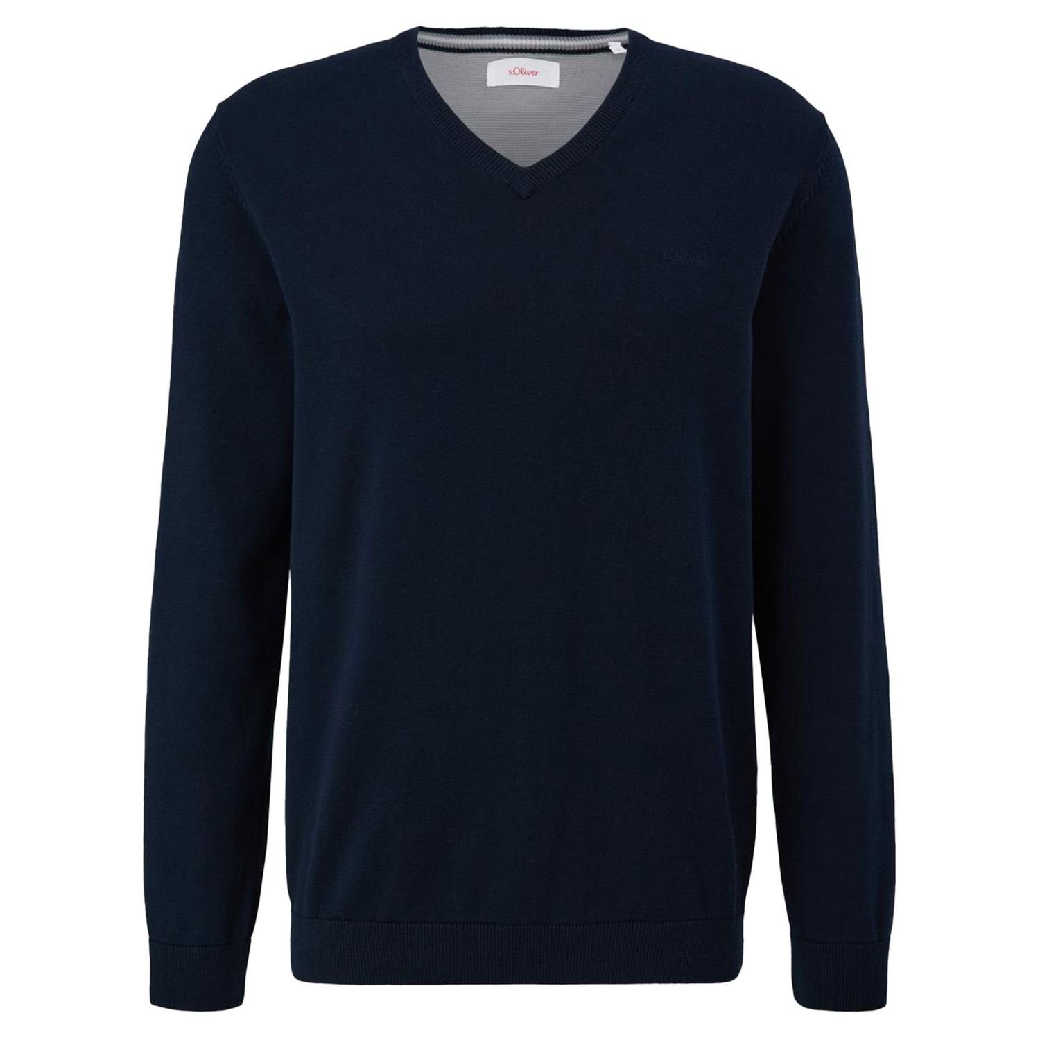 s.Oliver V-Ausschnitt-Pullover Casual (1-tlg) mit V-Ausschnitt und Logo-Sti günstig online kaufen