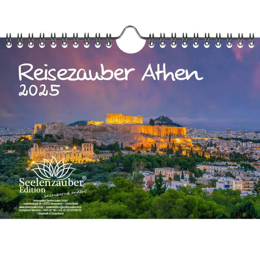 Seelenzauber Wandkalender Reisezauber Athen DIN A5 Kalender für 2025 Griechen Strand Meer