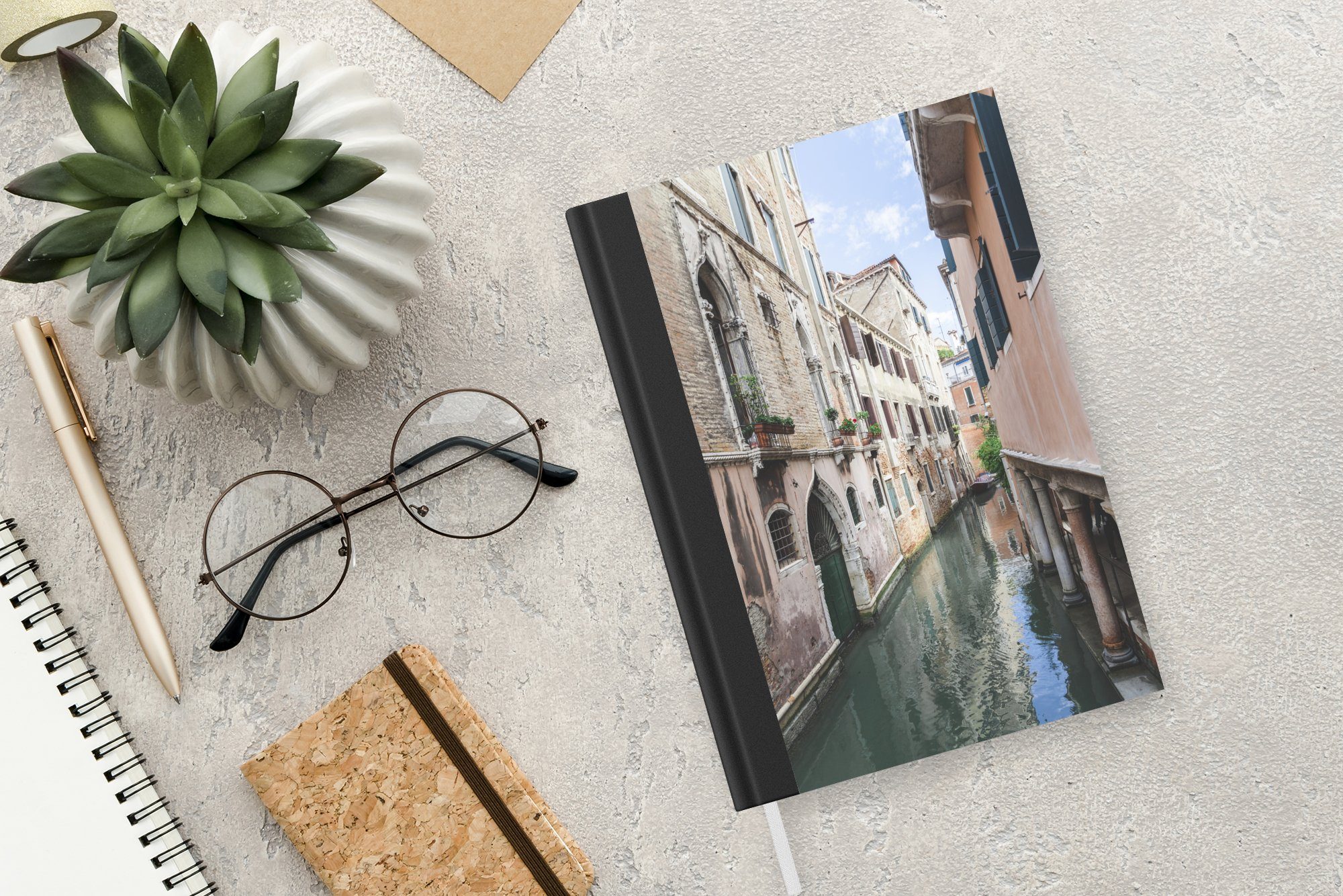 Kanal, Notizheft, Venedig A5, Notizbuch Journal, - MuchoWow - Haushaltsbuch 98 Tagebuch, Seiten, Merkzettel, Italien