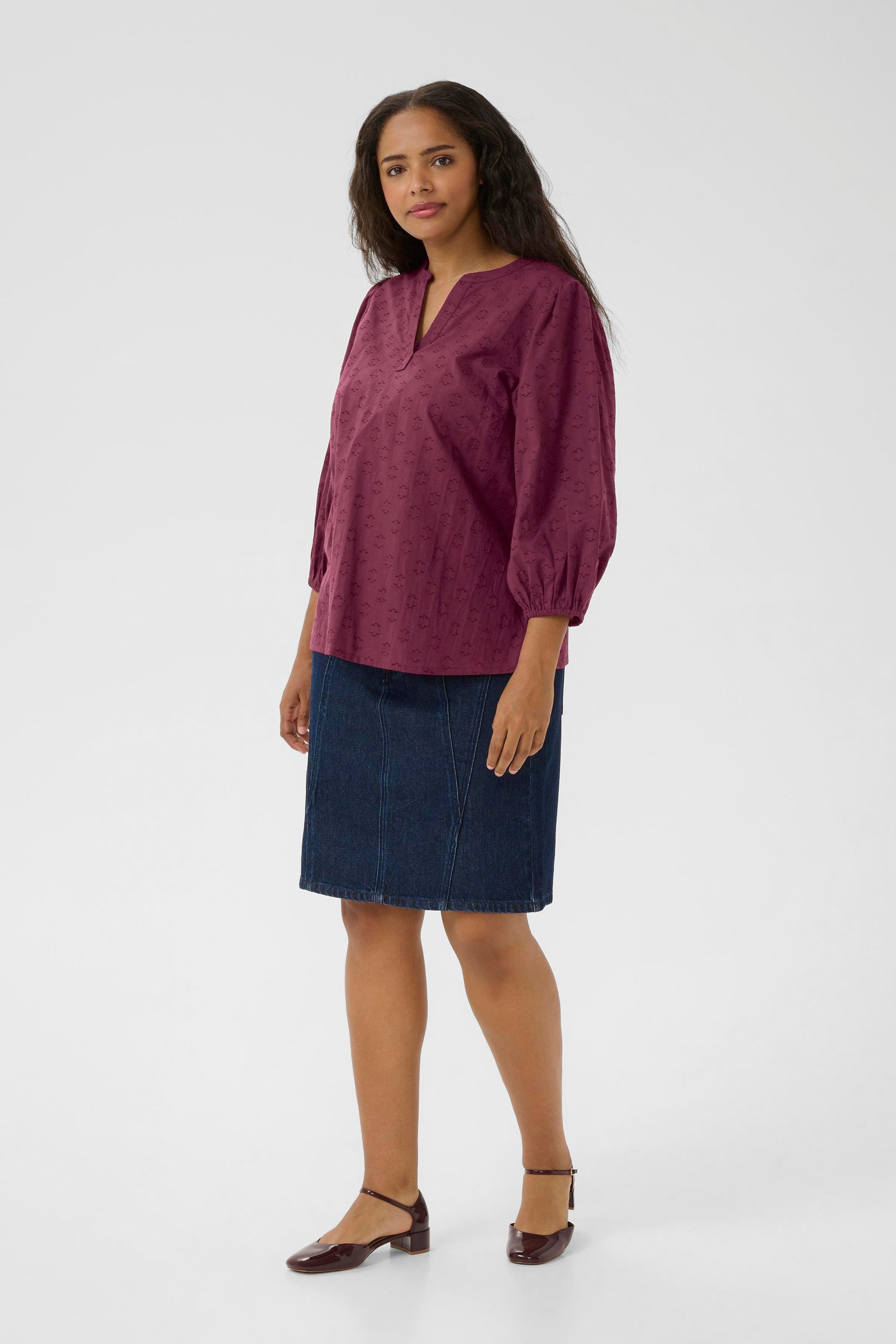 KAFFE Curve Langarmbluse Langarm-Bluse KCloulou Große günstig online kaufen