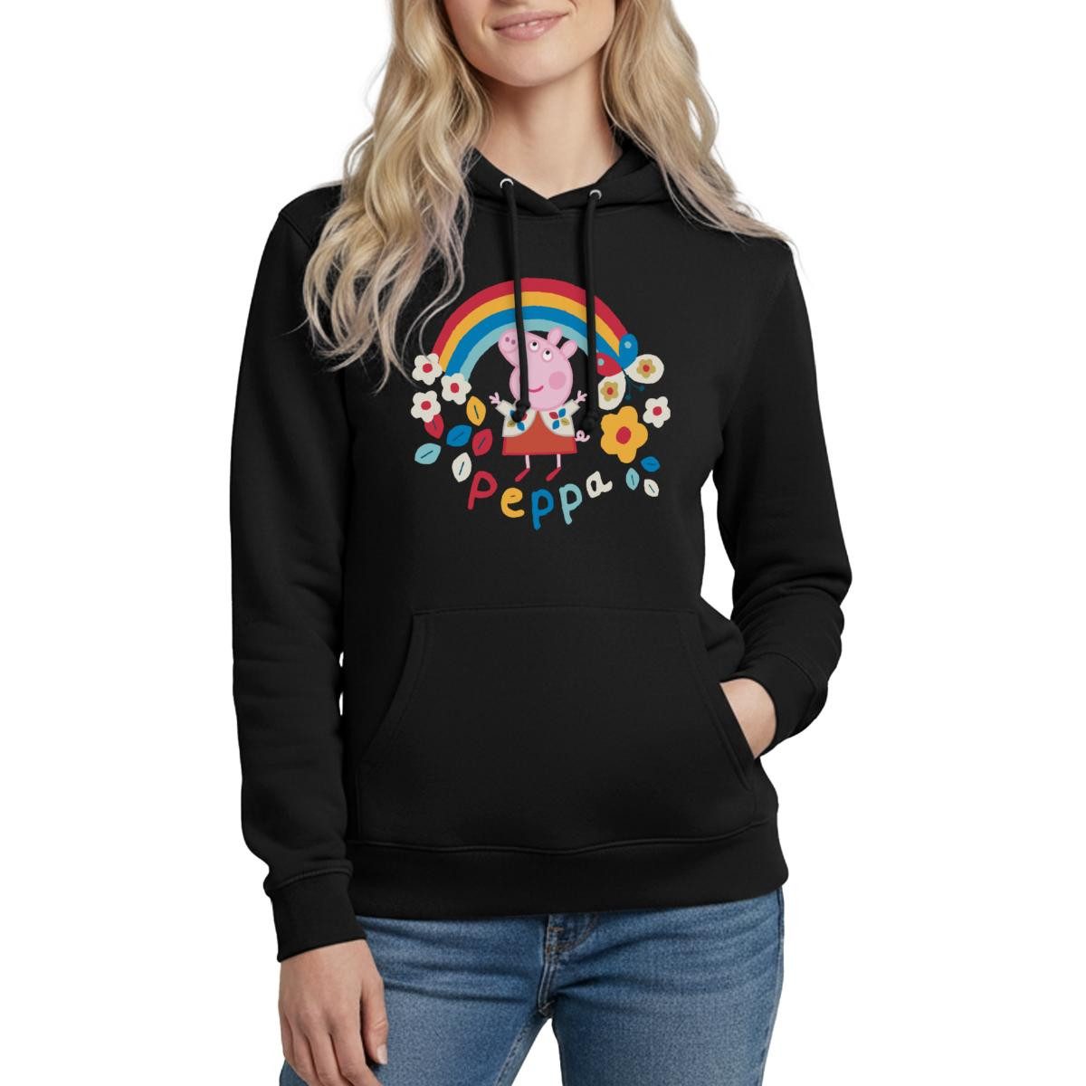 Spreadshirt Hoodie Peppa Wutz Regenbogen Rainbow Damen Hoodie (1-tlg)