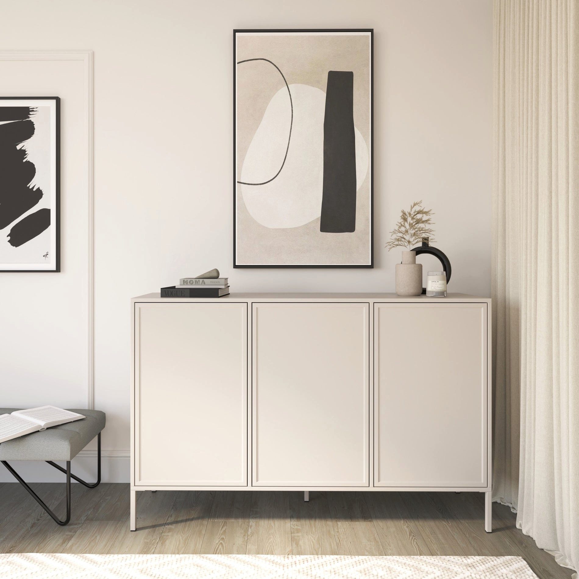Selsey Sideboard VELVETO, Sideboard in Kaschmir & Push-to-Open, 3 Türen