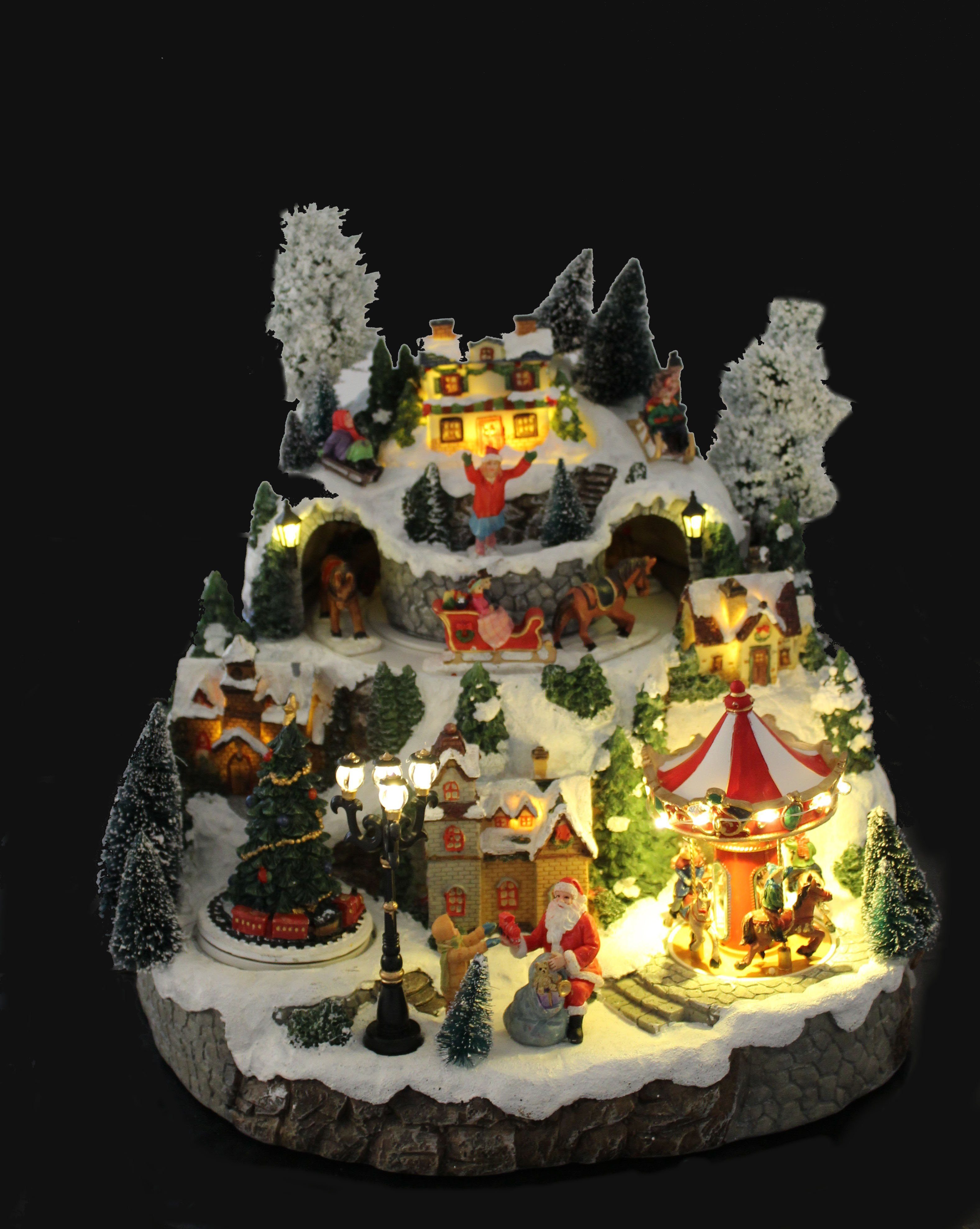 Baum, mit Figuren, G. Musik Wurm Karussell, Beleuchtung Winterszene Weihnachtsszene &