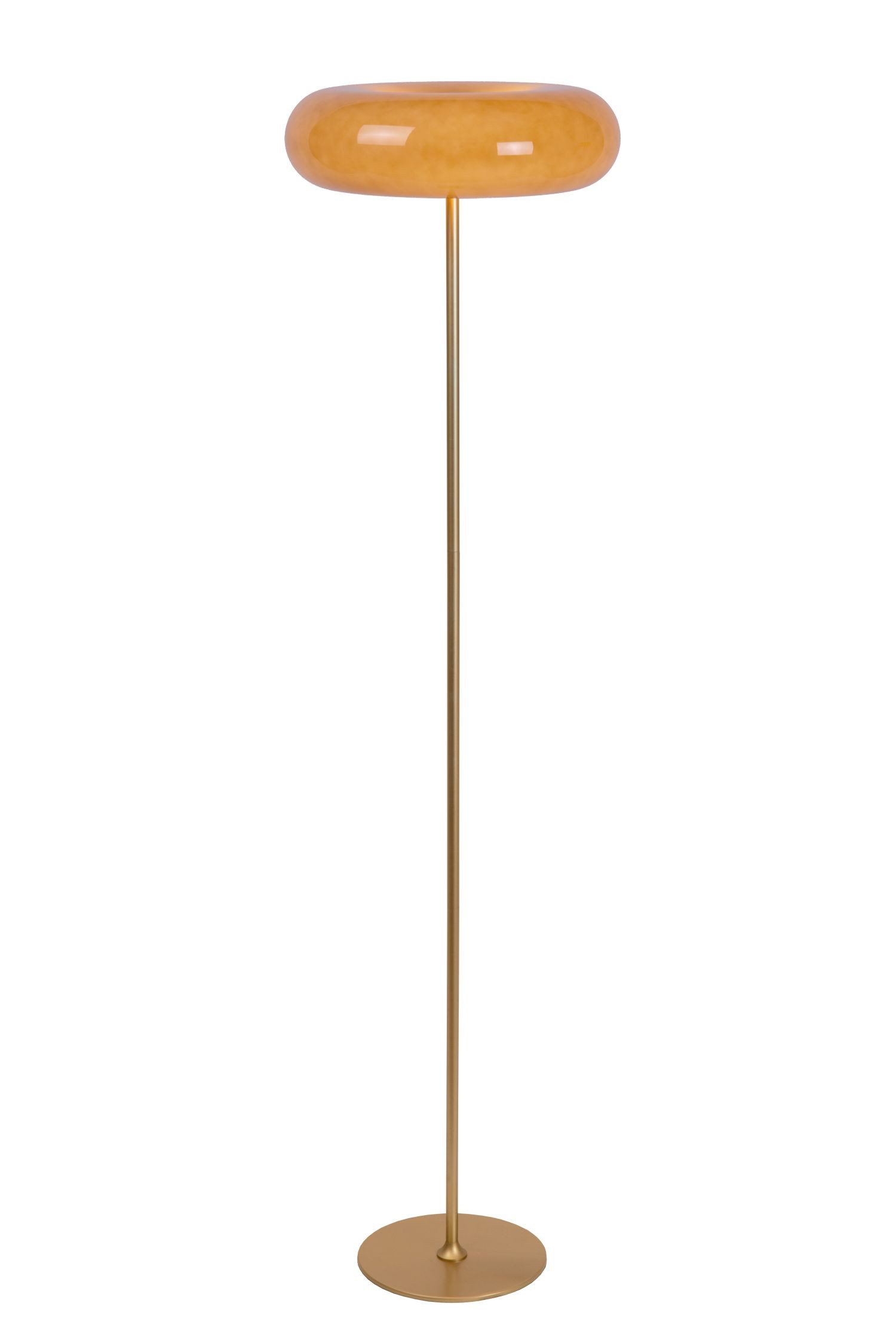 Licht-Erlebnisse Stehlampe ZARIN, ohne Leuchtmittel, Glas Metall 150 cm in Messing Taupe G9 3-flammig rund Retro Design