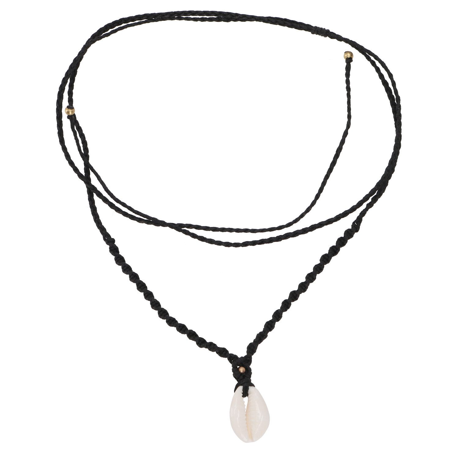 Guru-Shop Perlenkette Kauri Makramee Muschel Halskette, Kette,..