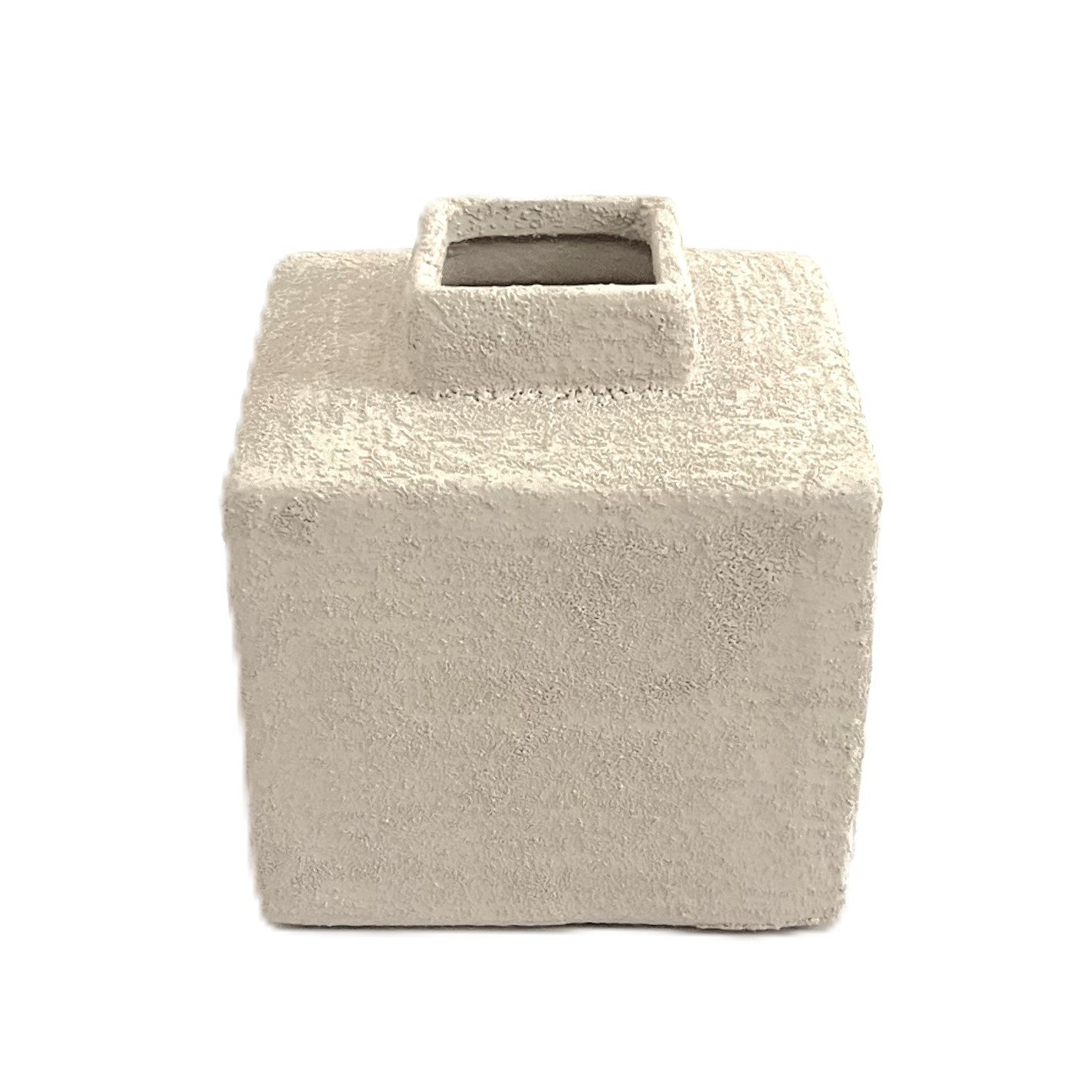 Daan Kromhout Tischvase Tischvase Naturweiß Quadratisch Beton Optik Modern 14 cm, Betonoptik