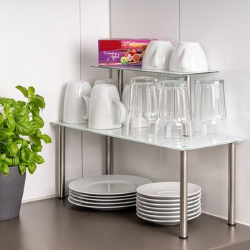 bremermann Küchenregal Glas-Regal, Küchenregal, mit Glasplatten und Edelstahlfüßen, weiß