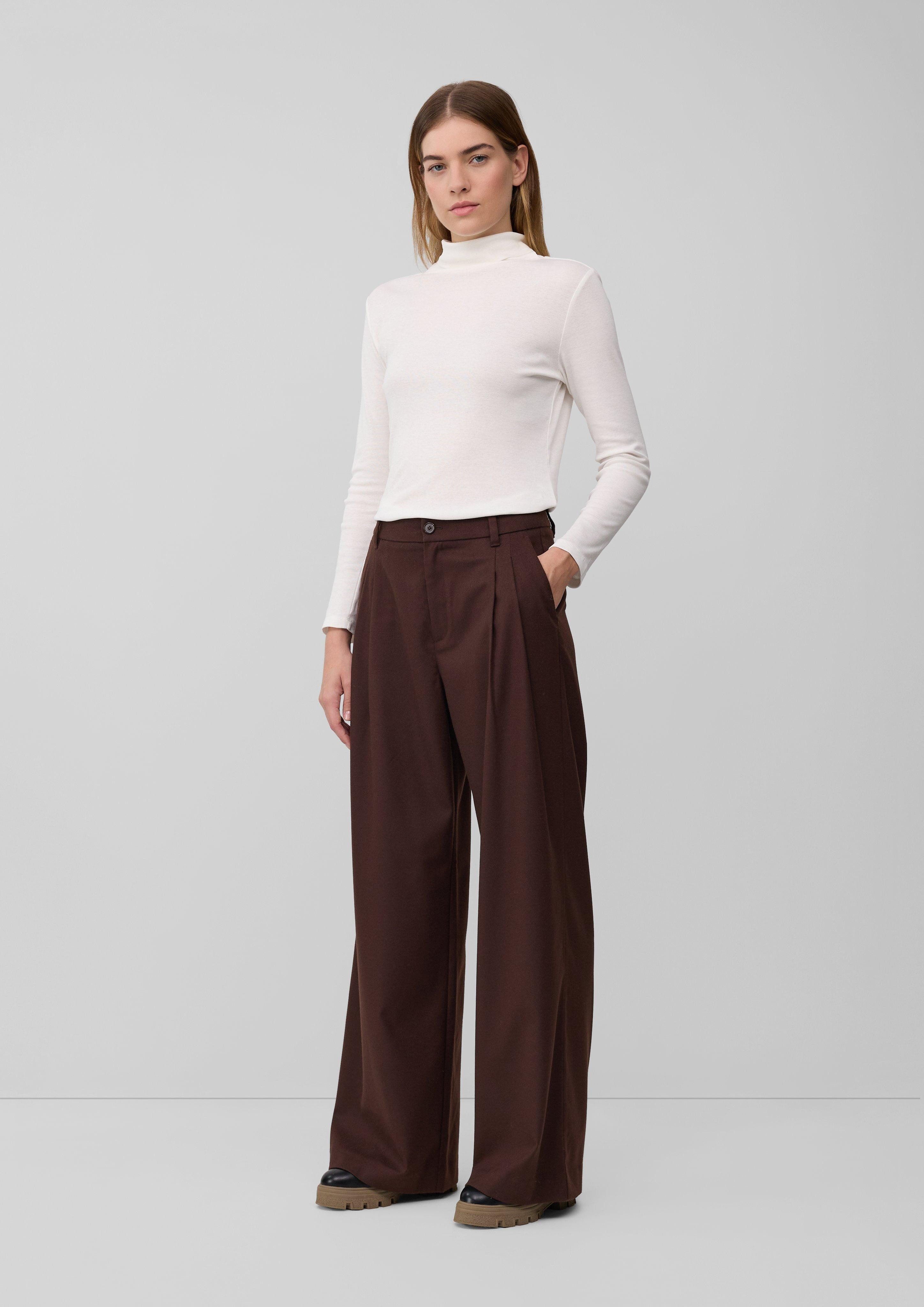 s.Oliver Stoffhose Flanell-Hose mit Bundfalten und günstig online kaufen