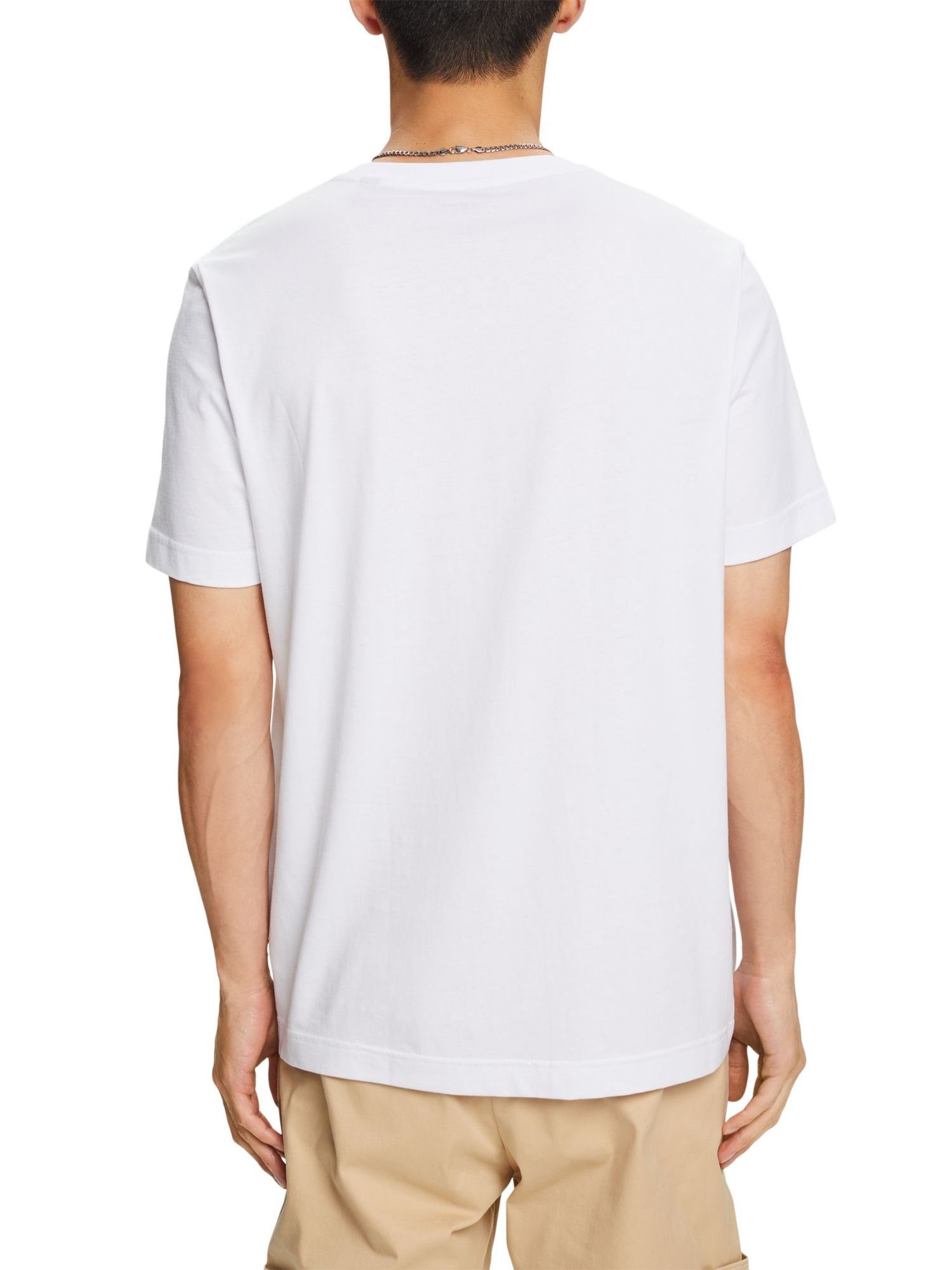 Bio-Baumwolle aus T-Shirt Esprit mit Print WHITE T-Shirt (1-tlg)