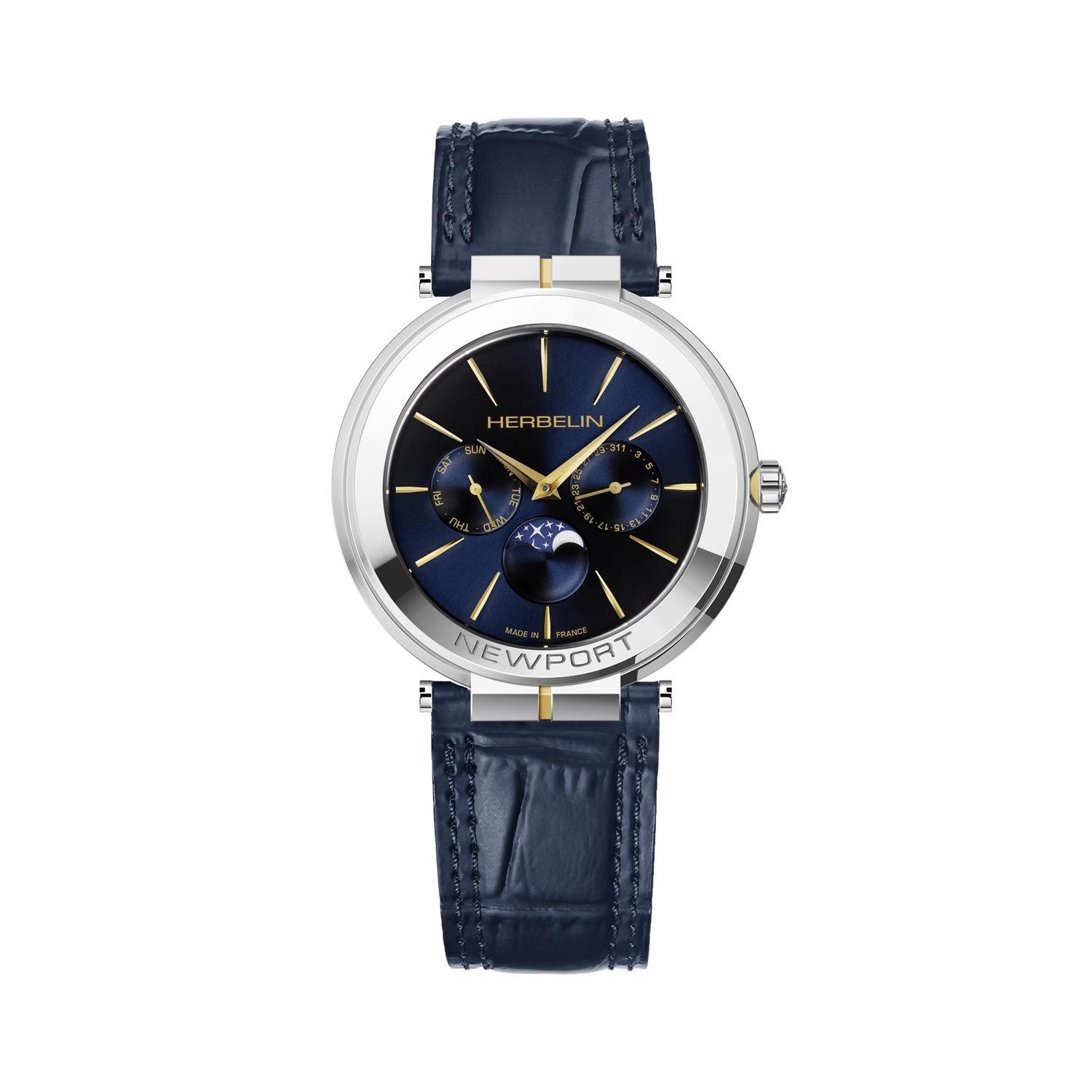 Schweizer Uhr Michel Herbelin Herrenarmbanduhr Newport Slim Edelstahl 12722T15BL