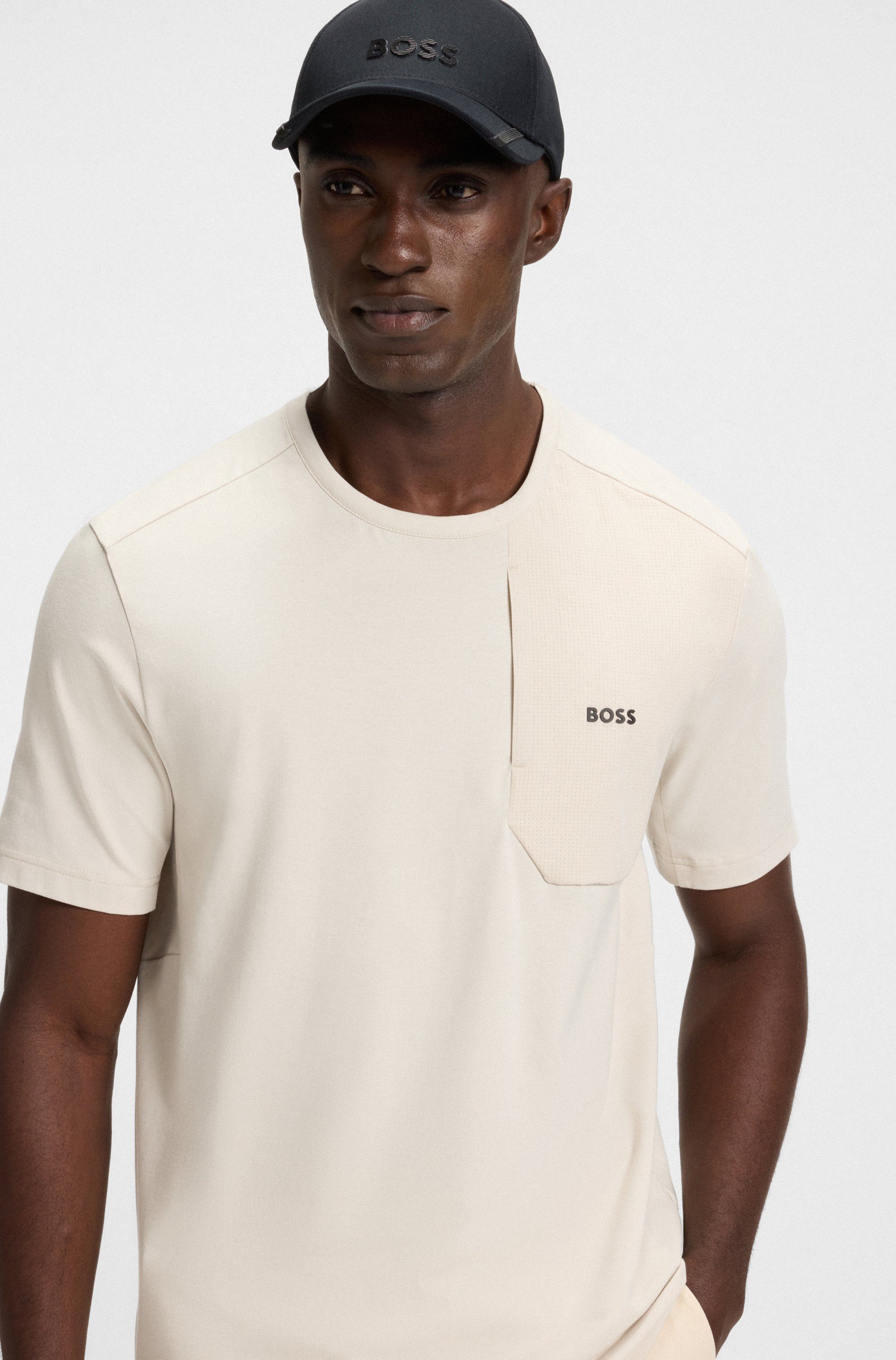 BOSS GREEN T-Shirt Tee PKT Glamping mit Materialmix günstig online kaufen