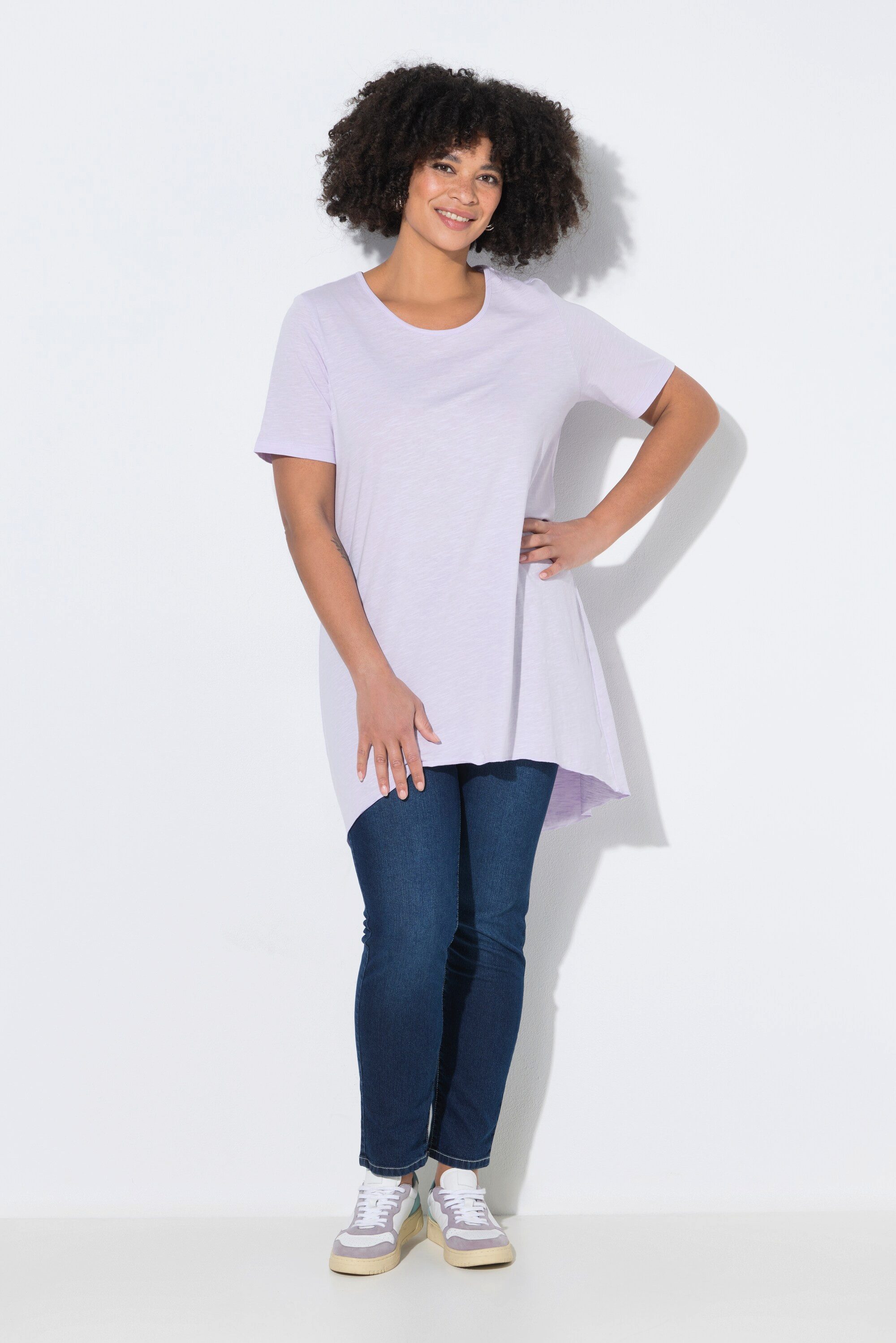 Angel of Style T-Shirt Longshirt Rundhals Halbarm gerundeter Saum