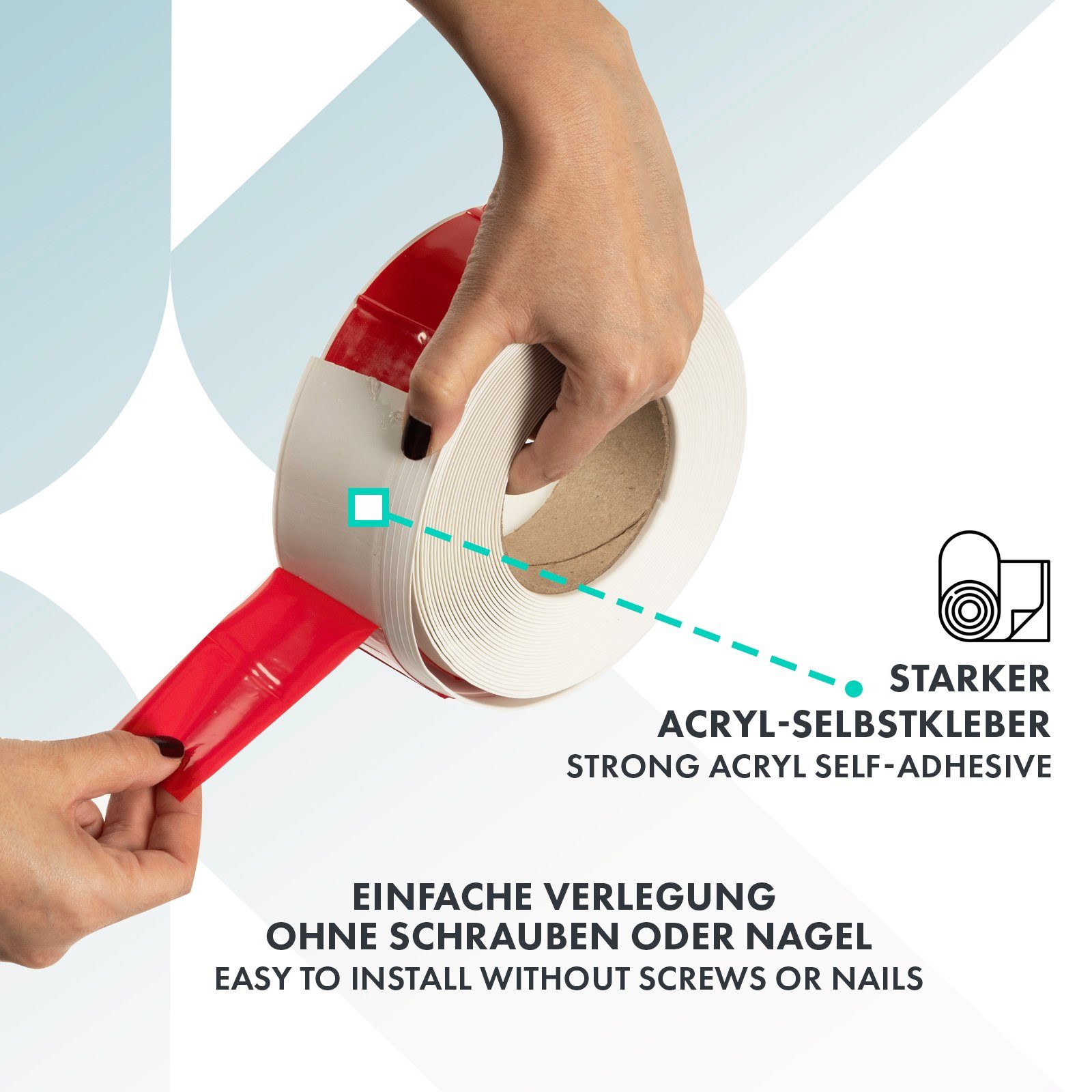 Karat Sockelleiste Hannover, 3 Farben, 2 Größen, Leisten, Selbstklebende Rückseite, L: 1000 cm, H: 1.5 cm