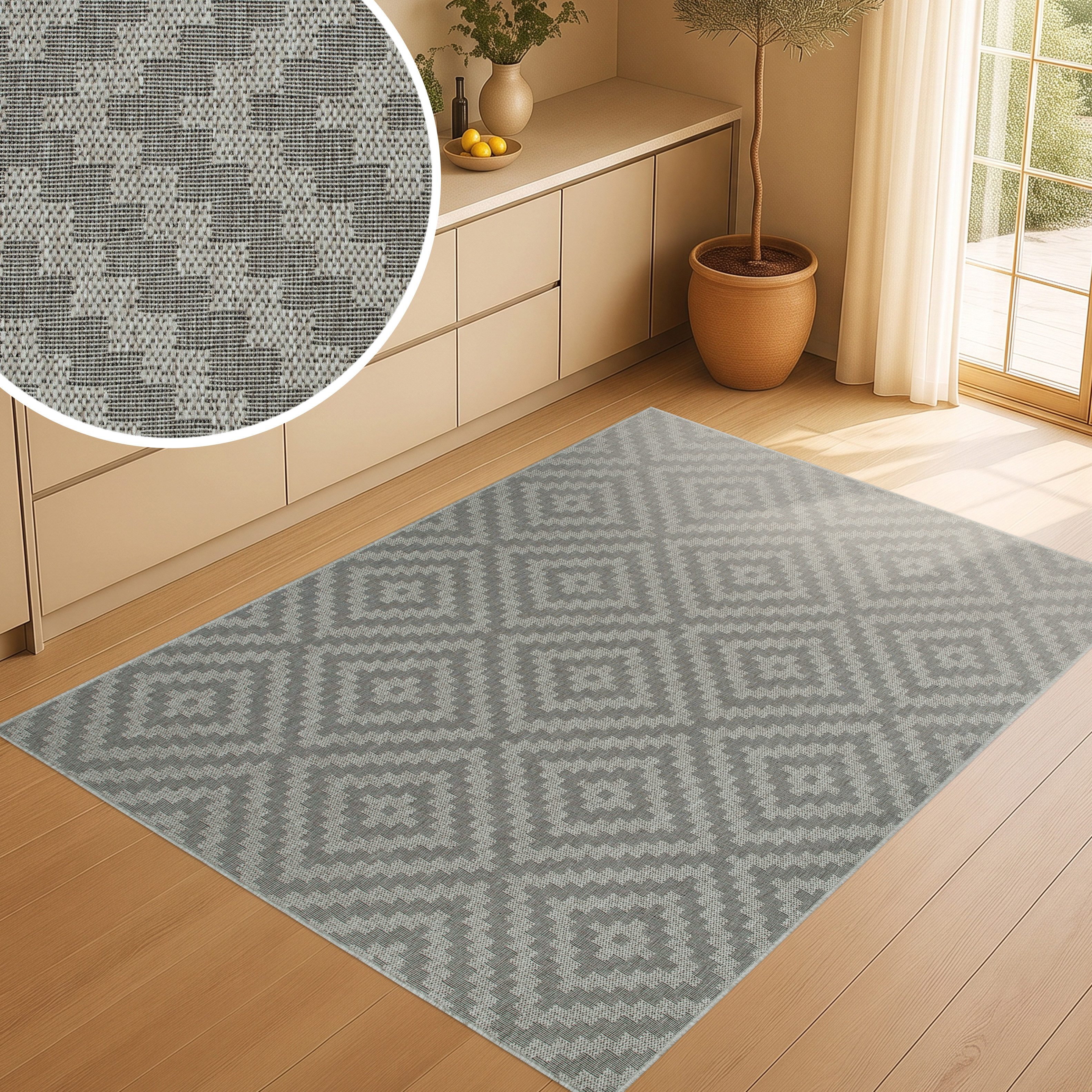 OTTO home Teppich Cordoba auch als Läufer erhältlich, rechteckig, Höhe: 3 mm, In- und Outdoor geeignet, Sisal-Optik, Wetterfest & UV-beständig, Boho