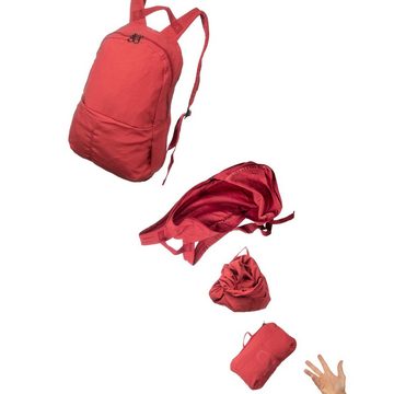 Tucano Laptoprucksack Ecocompact, Faltbarer Rucksack aus recyceltem Kunststoff, Rot