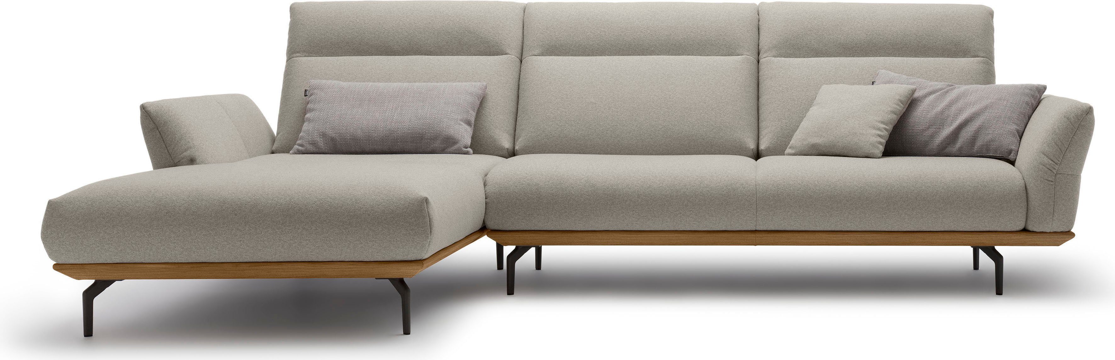 hülsta sofa in Breite Sockel cm hs.460, 318 Winkelfüße Ecksofa Nussbaum, in Umbragrau