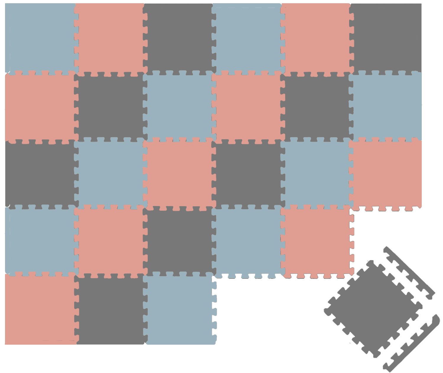 LittleTom Puzzlematte für Kinder - 27 Teile Spielmatte 30x30 cm - TÜV Geprüfte Krabbelmatte, (27-tlg), Spielunterlage für Drinnen und Draußen - Kinderzimmer Puzzleteppich