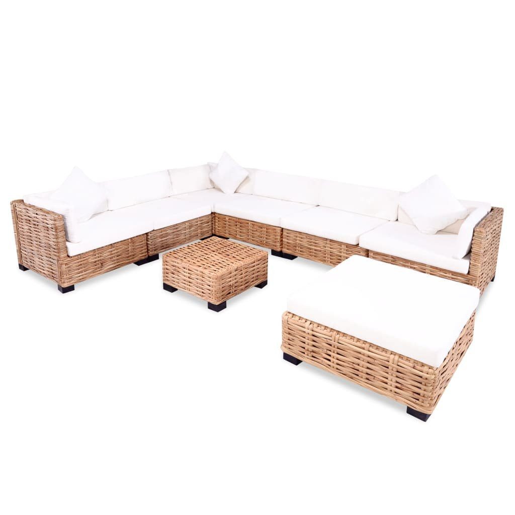 furnicato Garten-Essgruppe Sofagarnitur 27-tlg. Natürliches Rattan