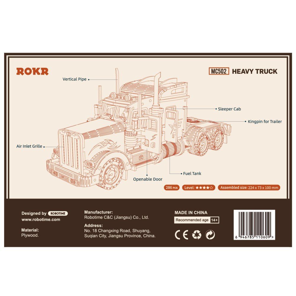 ROKR 3D-Puzzle Heavy Truck, 286 Puzzleteile