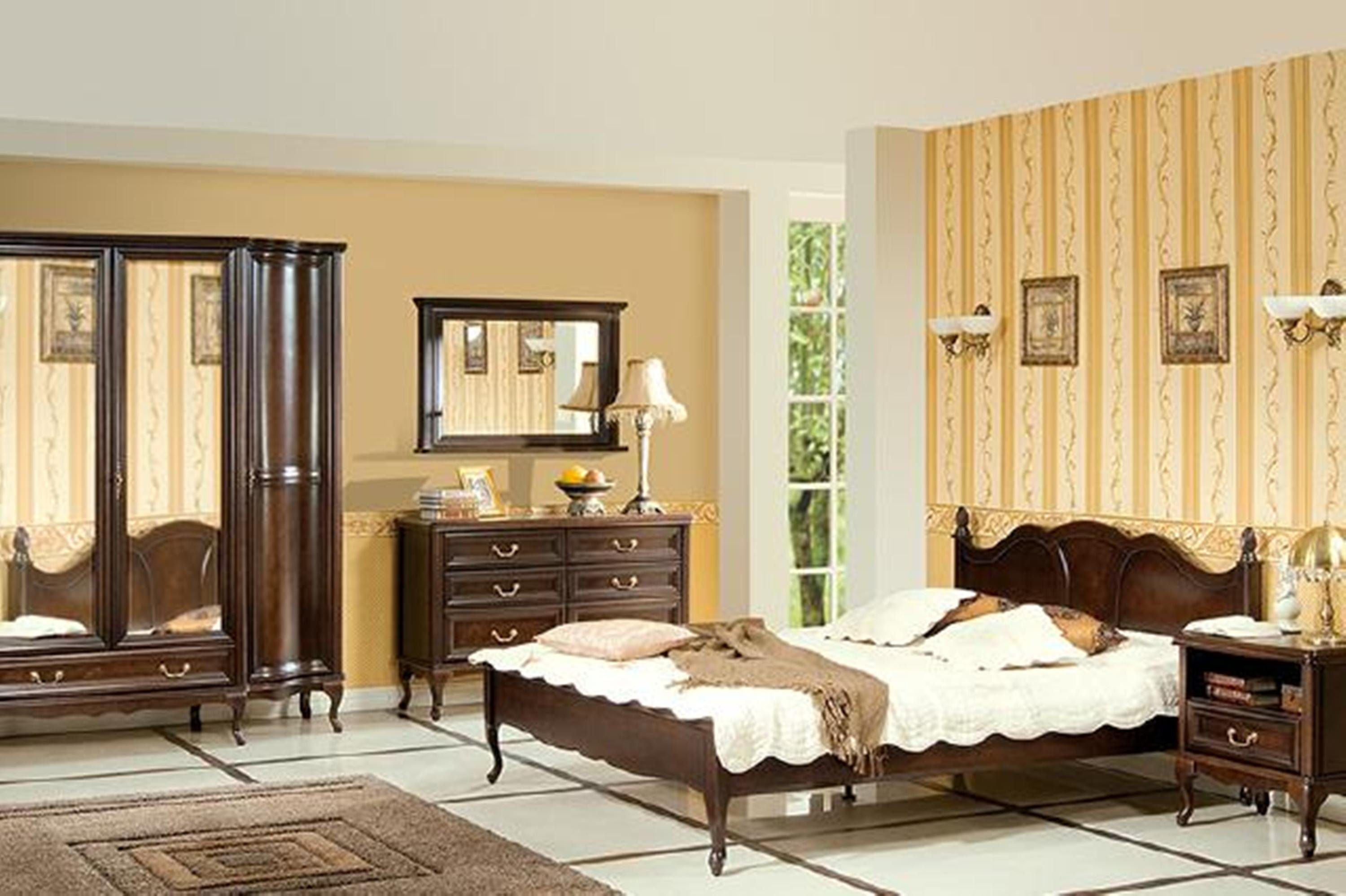 JVmoebel Schlafzimmer-Set, talienische Stil Möbel Bett Nachttische Keierschrank Kommode
