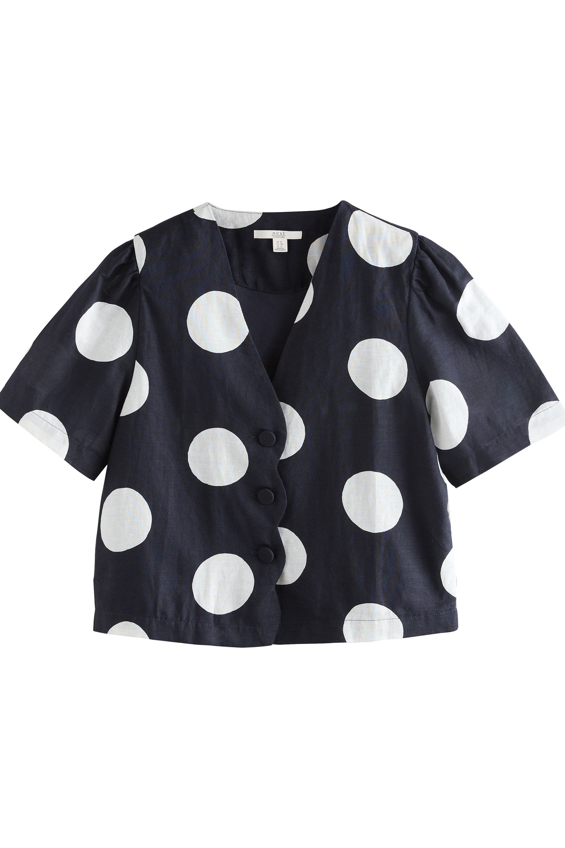 Next Kurzarmbluse Kurzärmelige Button-down-Bluse mit Bogenkanten günstig online kaufen