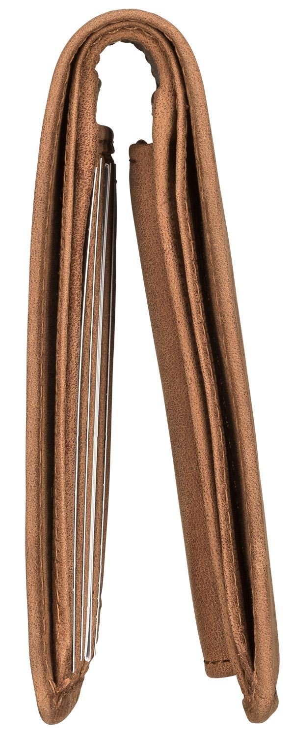 Red Baron Geldbörse Geldbeutel Leder Braun RB-WT-004-05, Kreditkartenfächer, Münzfach mit Druckknopf