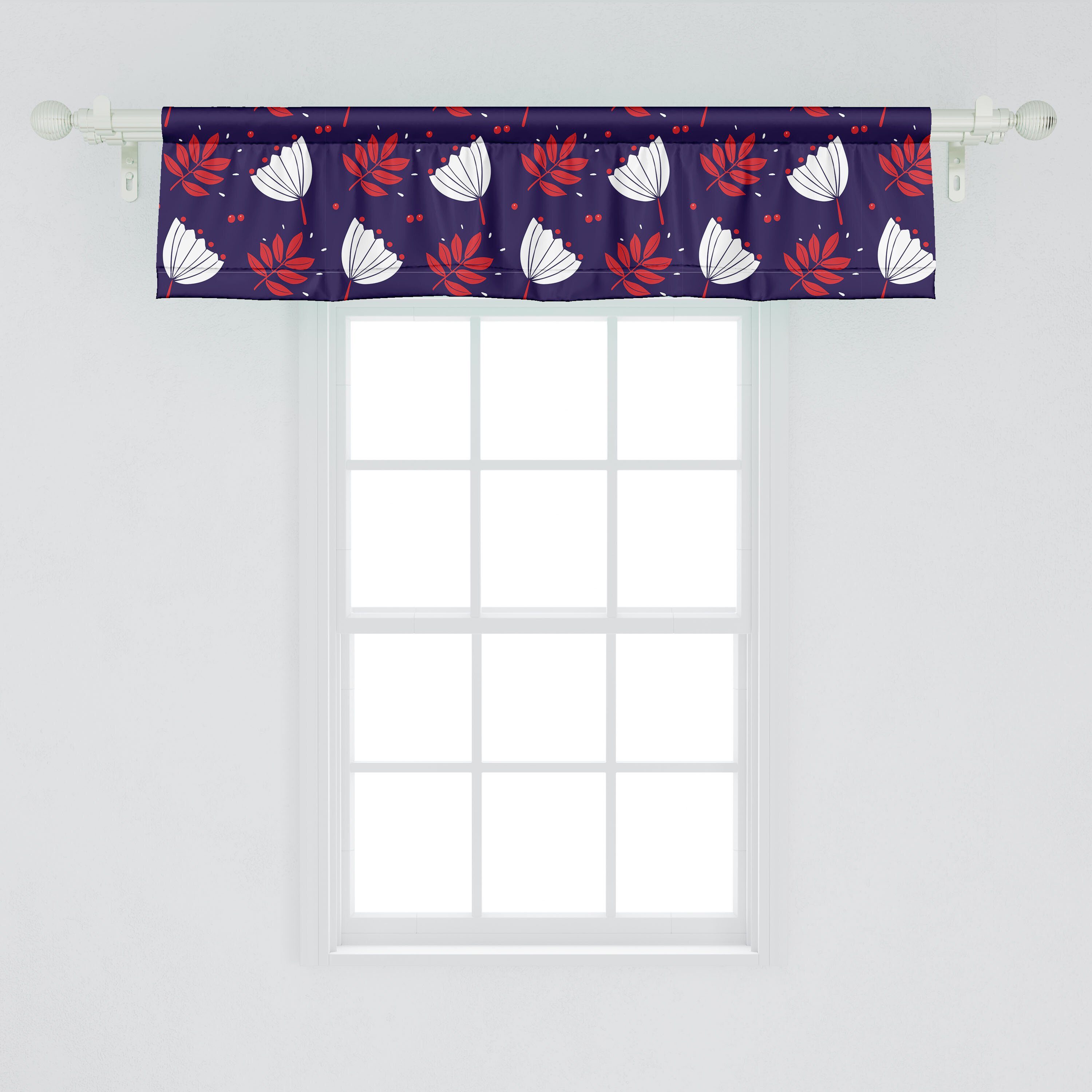 Scheibengardine Vorhang Volant für Blumen Schlafzimmer Dekor Küche Abstrakt tonte Microfaser, Blumen-Kunst mit Abakuhaus, Stangentasche