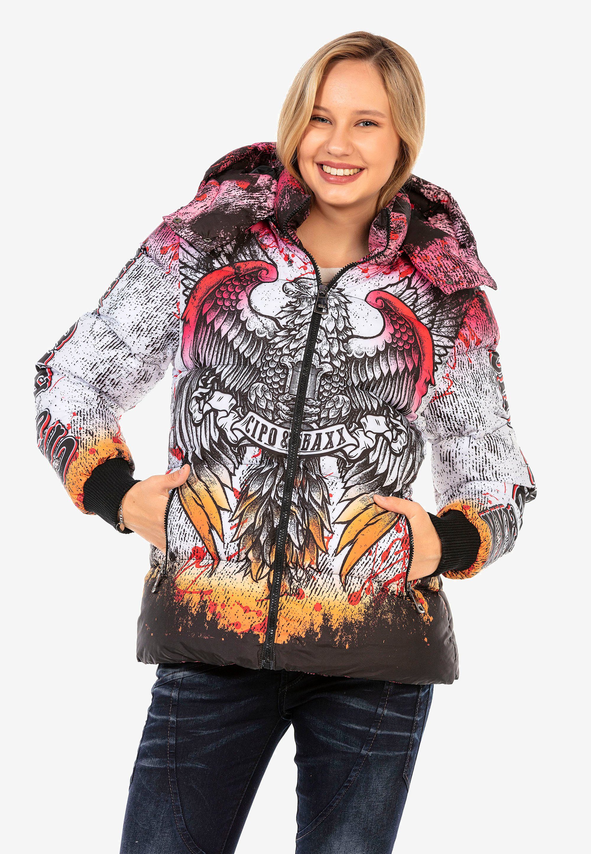 Cipo & Baxx Steppjacke mit knalligem Allover-Print