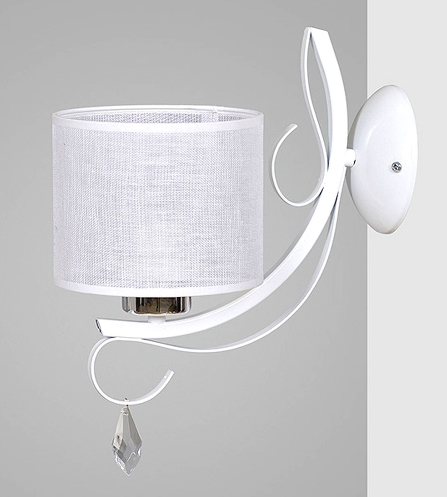 Licht-Erlebnisse Wandleuchte DIANE, ohne Leuchtmittel, Wandleuchte Stoffschirm Weiß elegant Stoffschirm Wohnzimmer Sofa Lampe