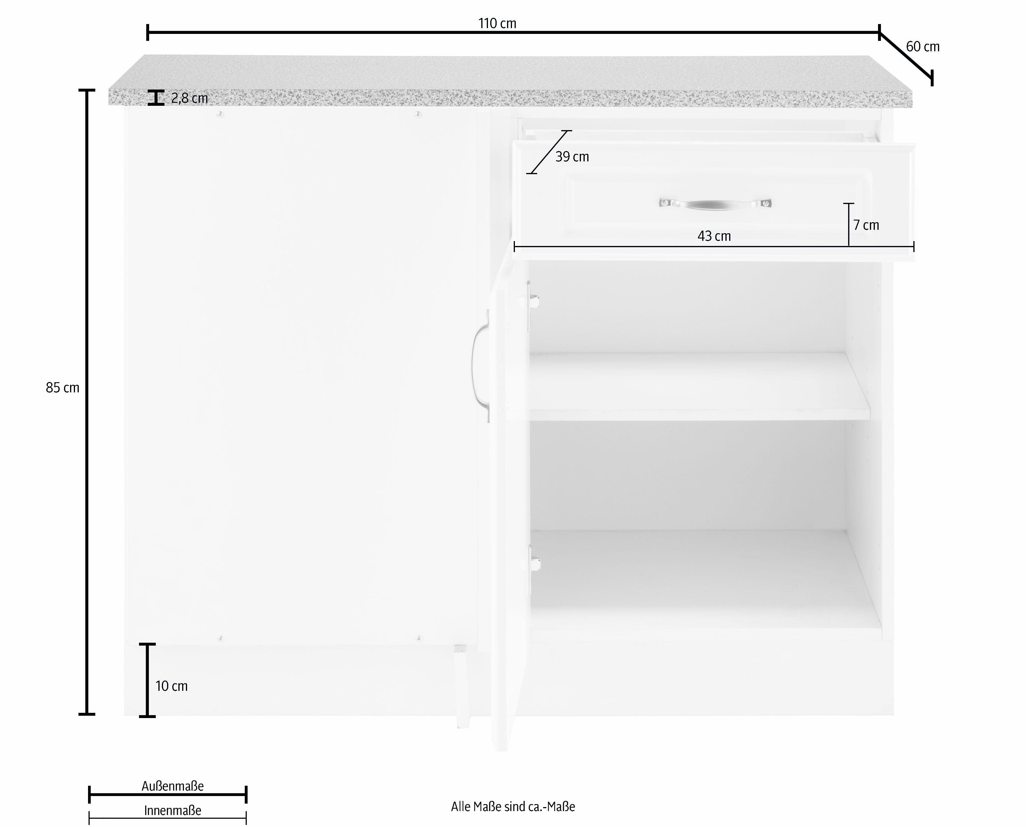 wiho Küchen Eckunterschrank Linz 110 cm breit