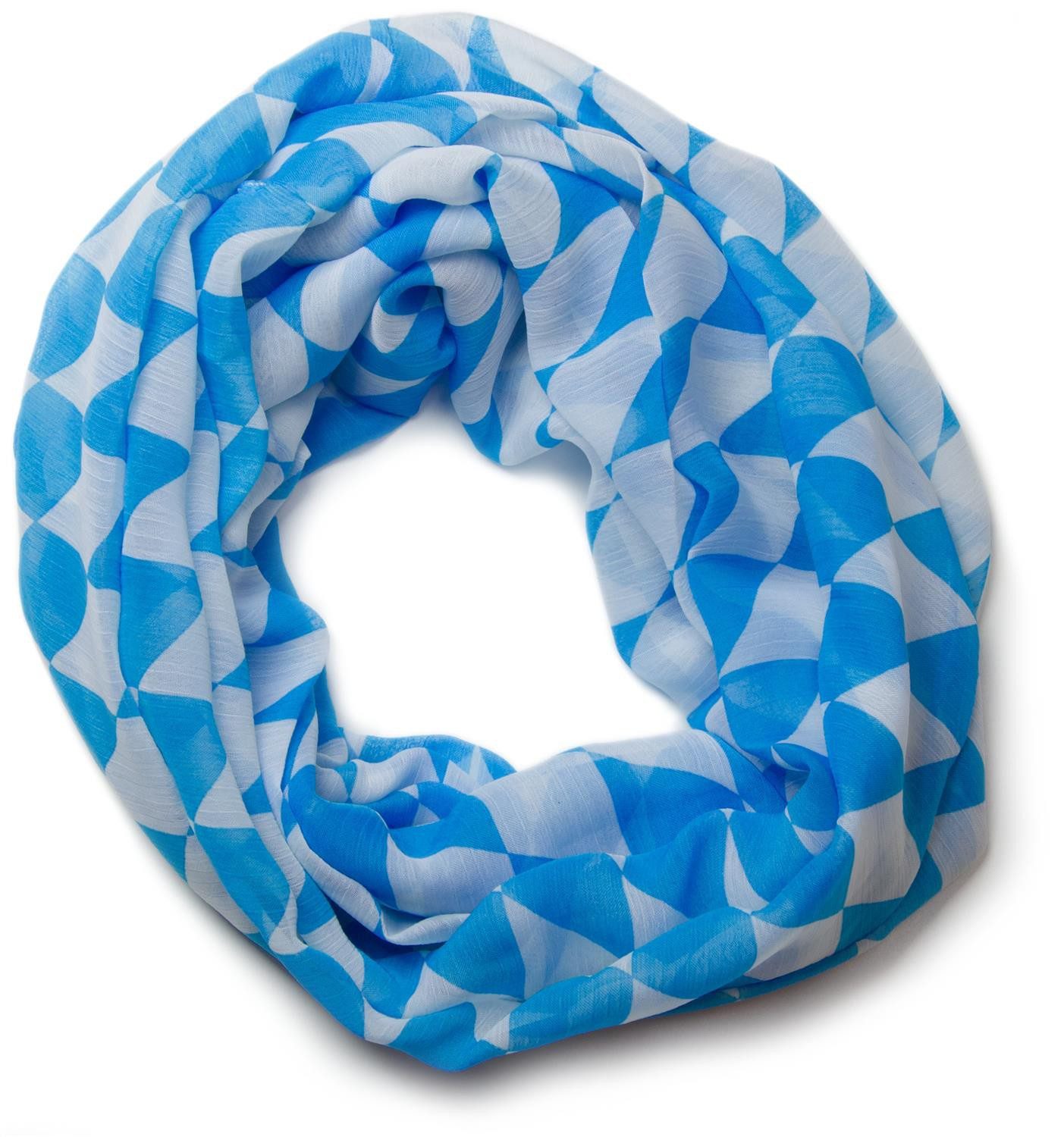 styleBREAKER Loop Loop mit blau weißem Rauten Muster, (1-St)