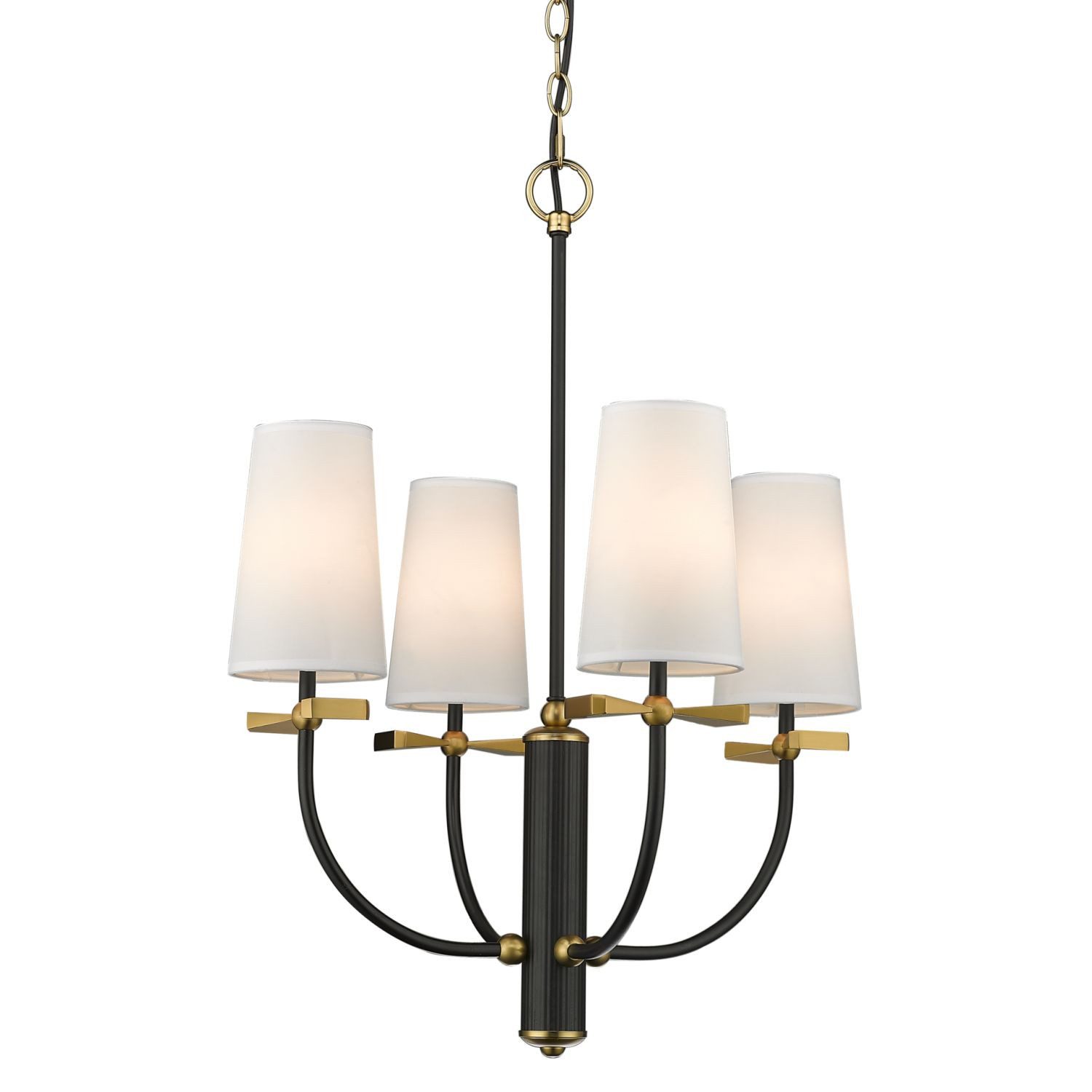 Licht-Erlebnisse Kronleuchter QUIRLA, ohne Leuchtmittel, Stoff Metall 53 cm breit H: max. 184 cm verstellbar 4-flammig E14