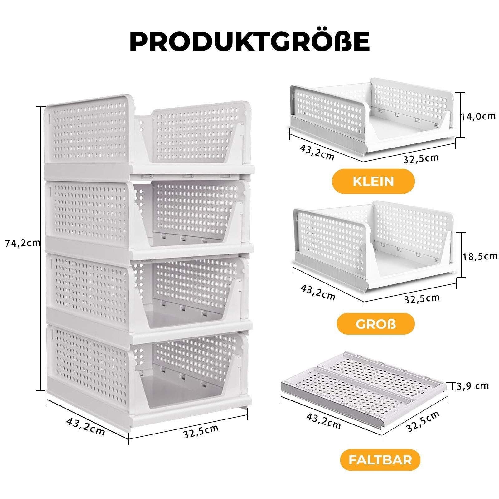 Allyson Organizer Stapelbares Schranksystem Set – Klappbare Kleiderschrank Organizer (Multipack, 5-teiliges Set), Platzsparend faltbar, verstärktes Stecksystem, Belüftungsschlitze