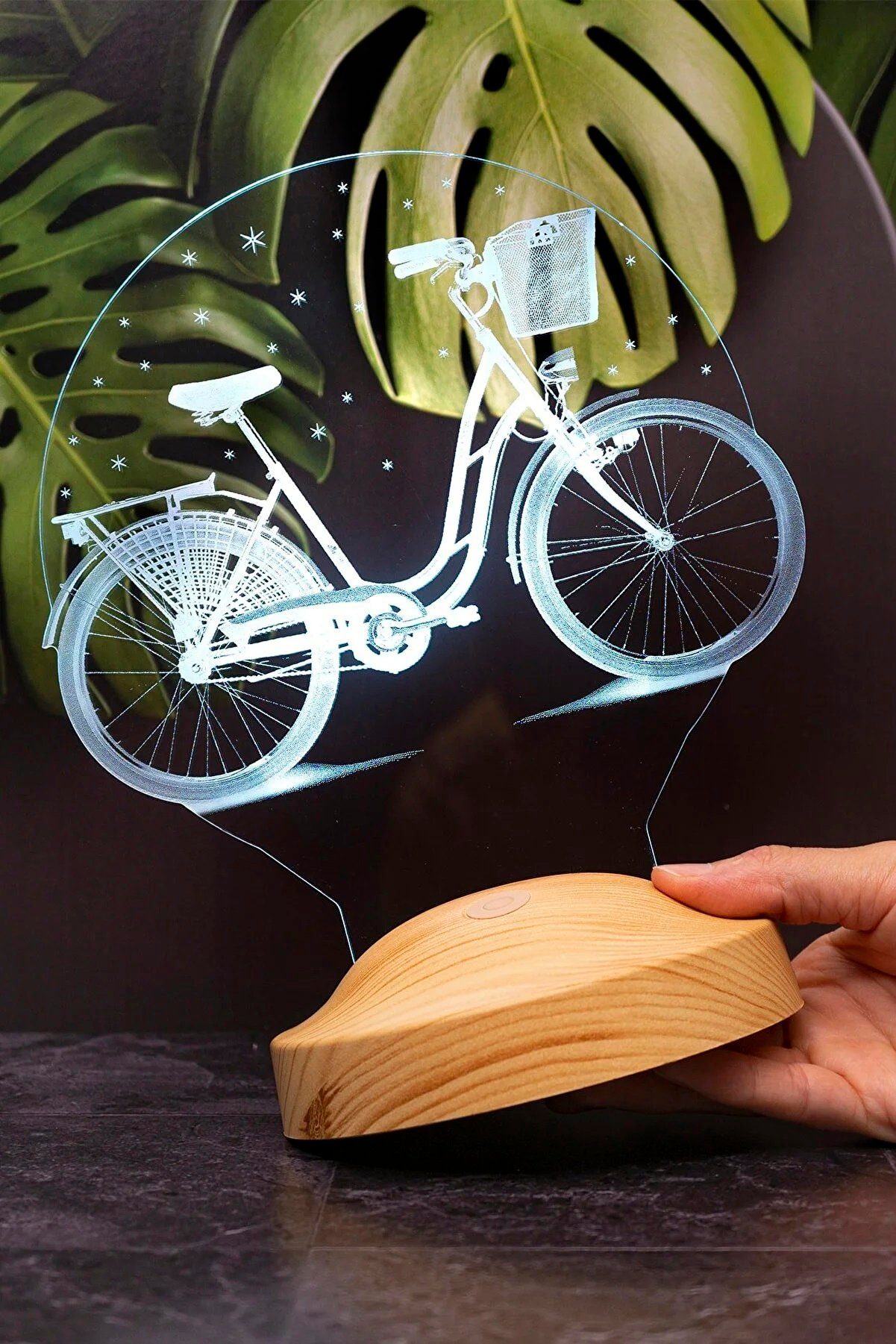 Geschenkelampe Frauen für Fahrrad Leuchte Fahrrad Männer, Lampe fest Farben Nachttischlampe integriert, 7 LED Liebhaber, Gravur Geschenk 3D Geschenke für