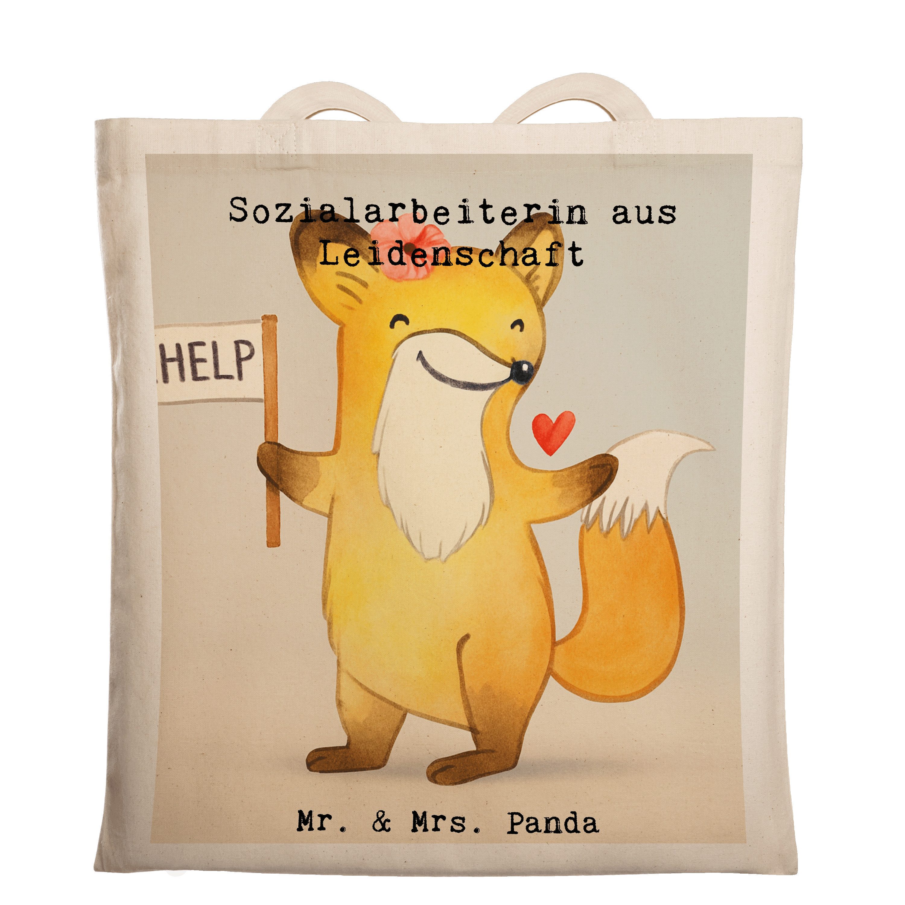 Mr. & Mrs. Panda Tragetasche Sozialarbeiterin Leidenschaft Design, Tote Bag, Weiß, Tragetasche, Ge (Packung), Beutel baumwoll shopper Shopping Tasche
