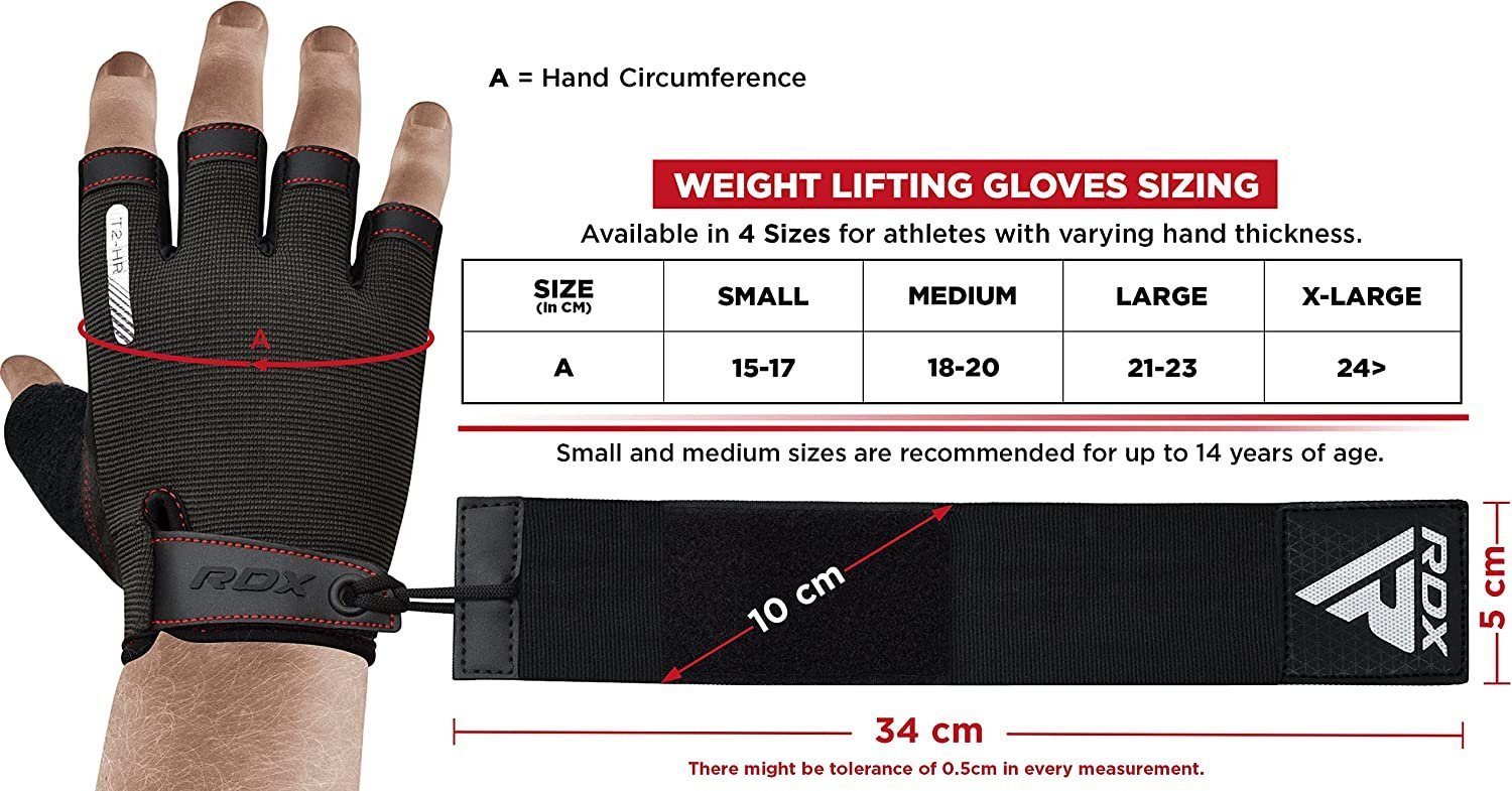 RDX Trainingshandschuhe dehnbare Handgelenkstütze RDX extra Gewichtheberhandschuhe, lange RED