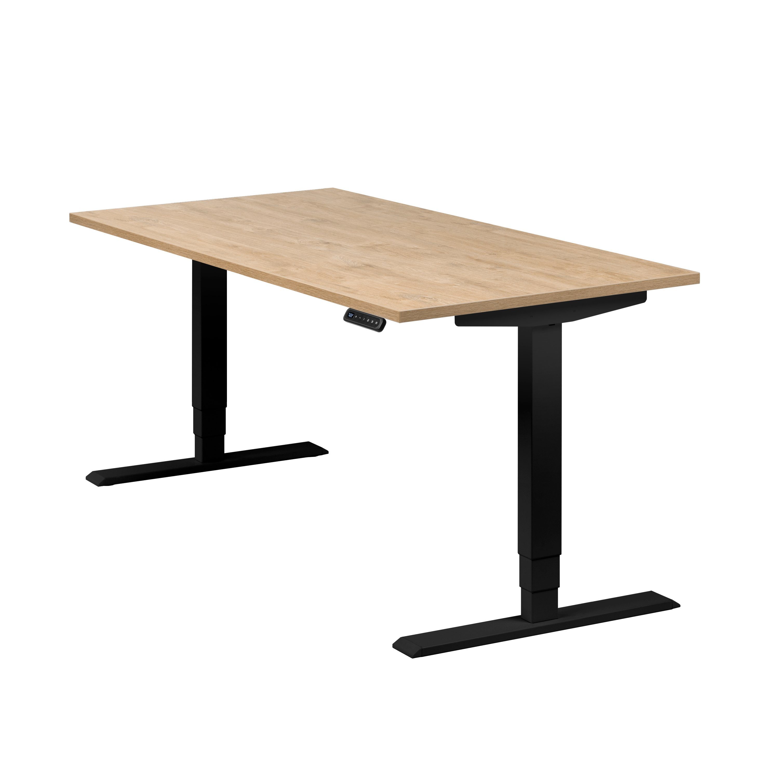 boho office® Schreibtisch Homedesk, Schwarz elektrisch höhenverstellbar, Tischplatte Wildeiche 160 x 80 cm