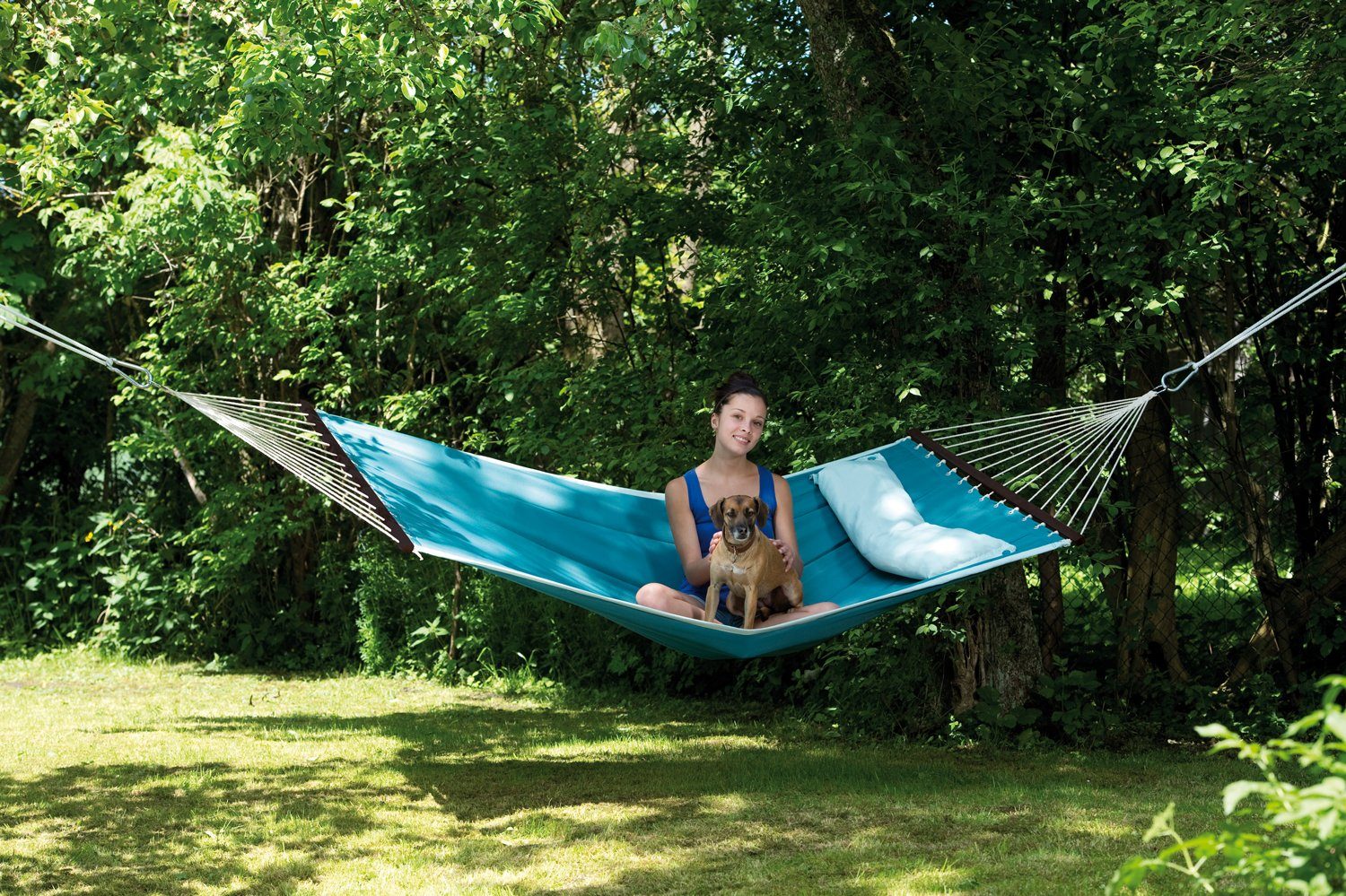 Amazonas Stabhängematte American Dream Petrol XL: Stil und Komfort, bis zu 2 Personen – Bild 4 von 5