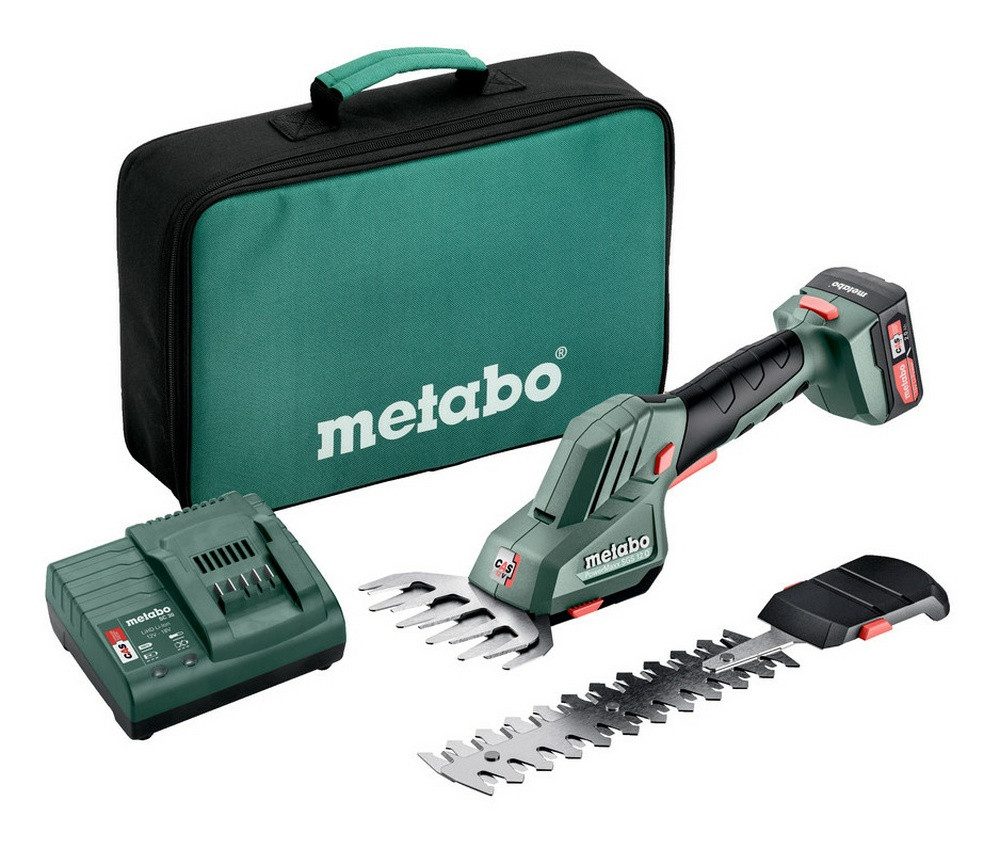 metabo Akku-Strauchschere PowerMaxx SGS 12 Q, Strauch- und Grasschere 1 x 2 Ah Li-Ion in Werkzeugtasche