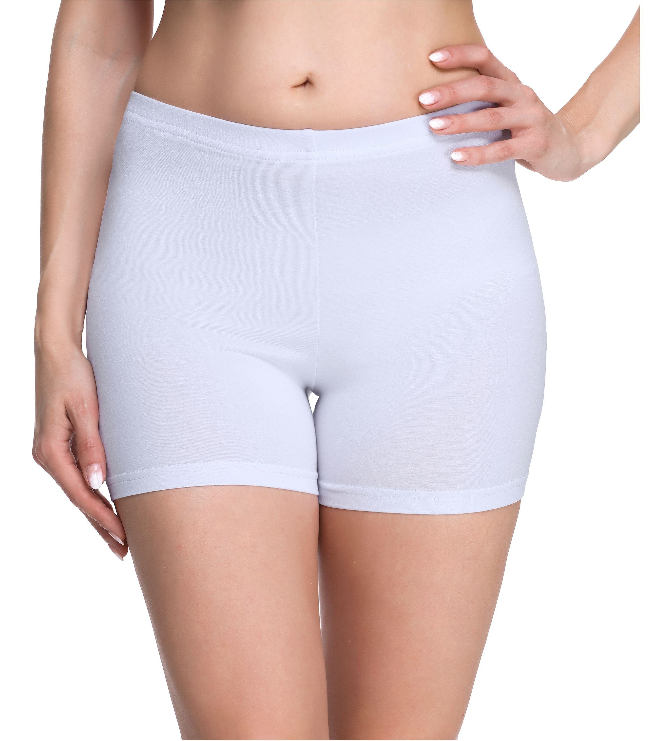 elastischer Boxershorts Merry Leggings (1-tlg) Hotpants Weiß Unterhose MS10-283 Style Bund Shorts Damen Radlerhose