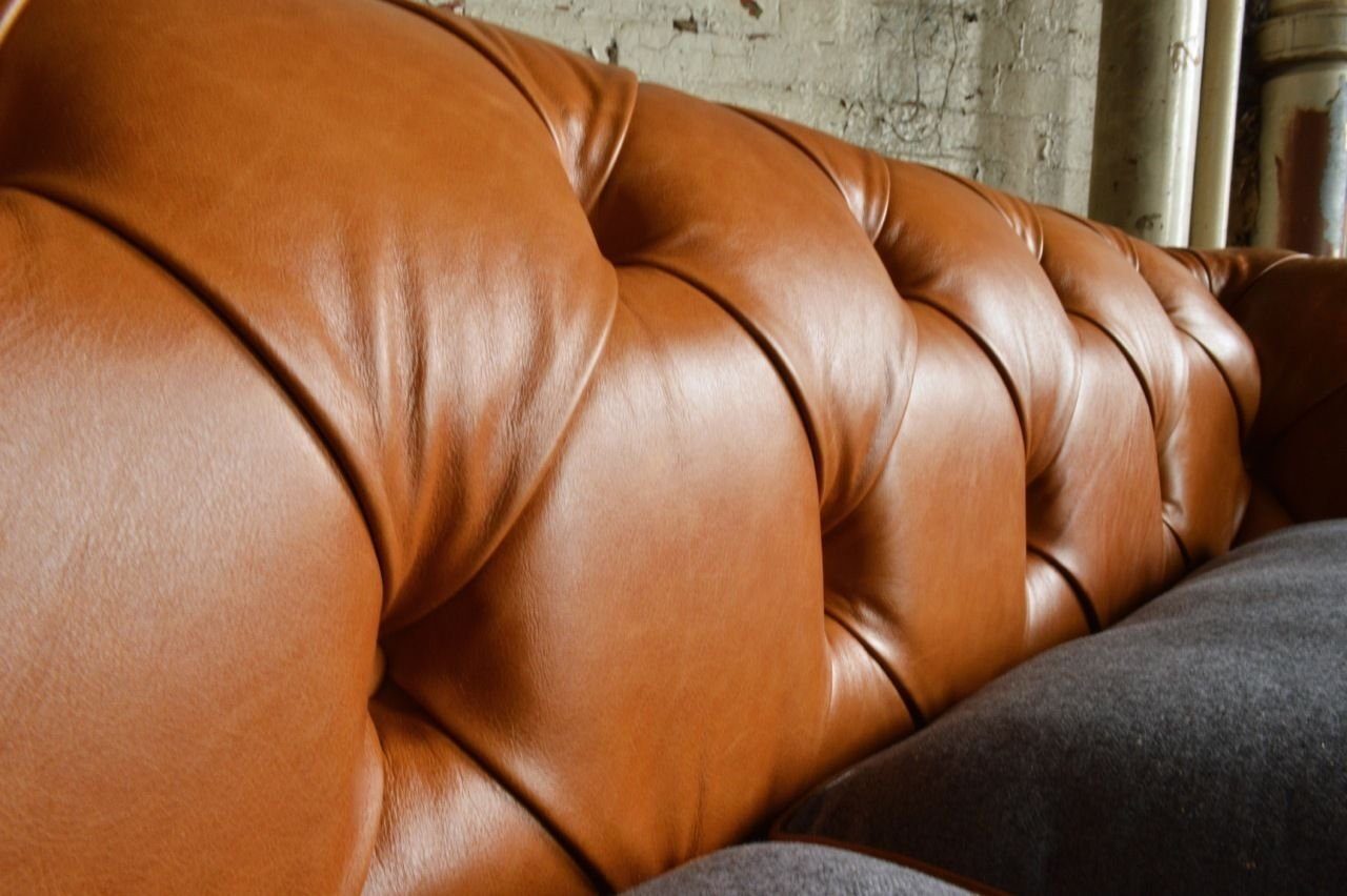 JVmoebel 3-Sitzer Chesterfield Made Design Couch Sitz in Leder, Polster Garnitur Luxus Sofa Europe