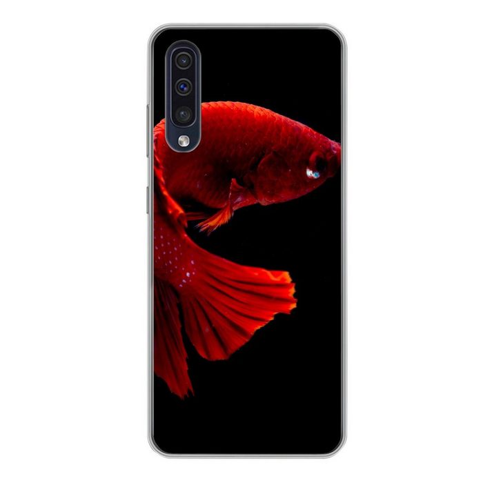 MuchoWow Handyhülle Fisch - Rot - Schwarz Handyhülle Samsung Galaxy A50 Smartphone-Bumper Print Handy