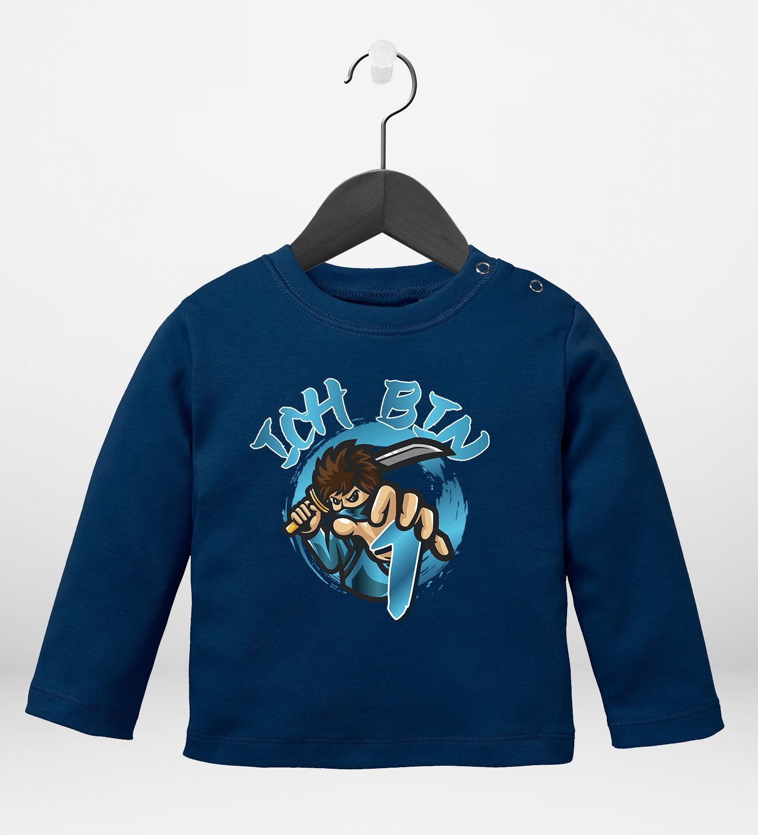 MoonWorks Rundhalsshirt Baby Langarm-Shirt erster Geburtstag Ich bin 1 (2) Ninja Kid Comic