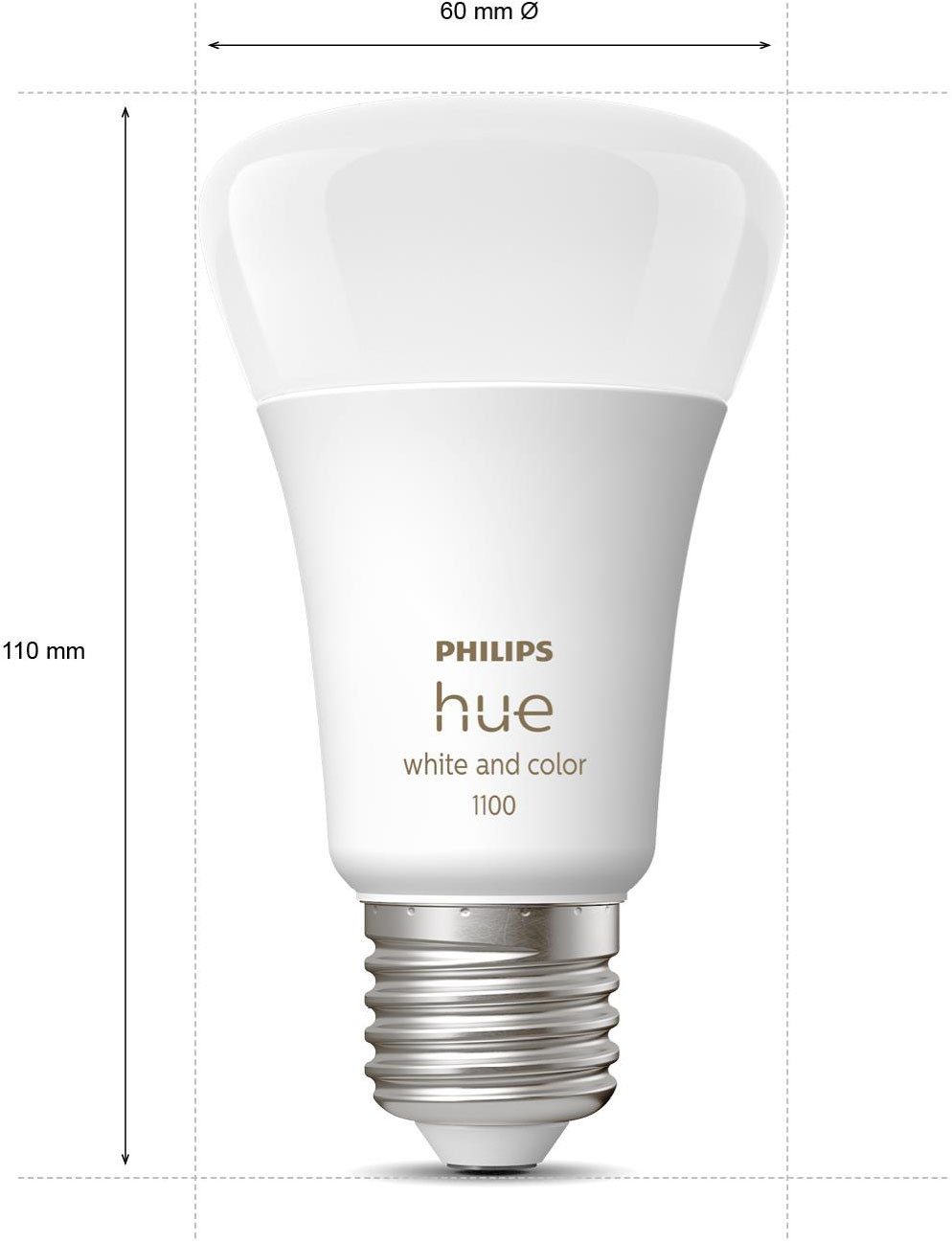 Philips Hue LED-Leuchtmittel Starter Kit 2x White and Color Ambiance 1100lm, E27, 3 St., Farbwechsler, inkl. Bridge